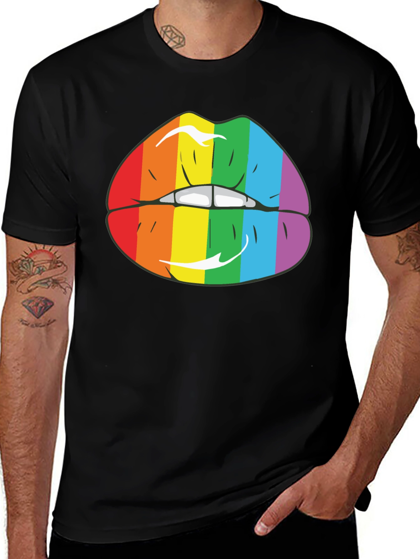 Variant 21 of Rainbow Lips Graphic Tee - Pride Month T-Shirt