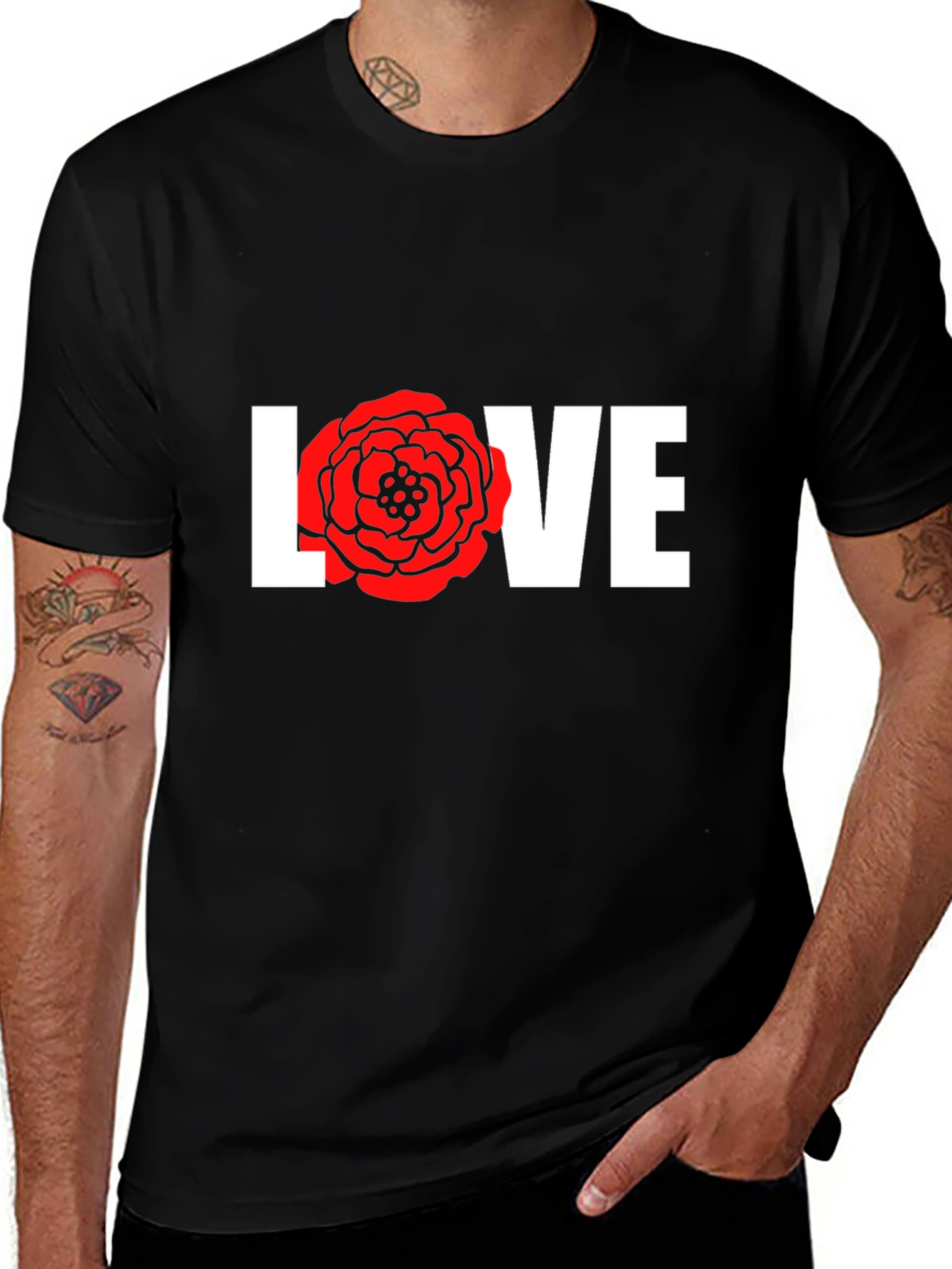 Variant 18 of Love Rose Graphic T-Shirt - Black