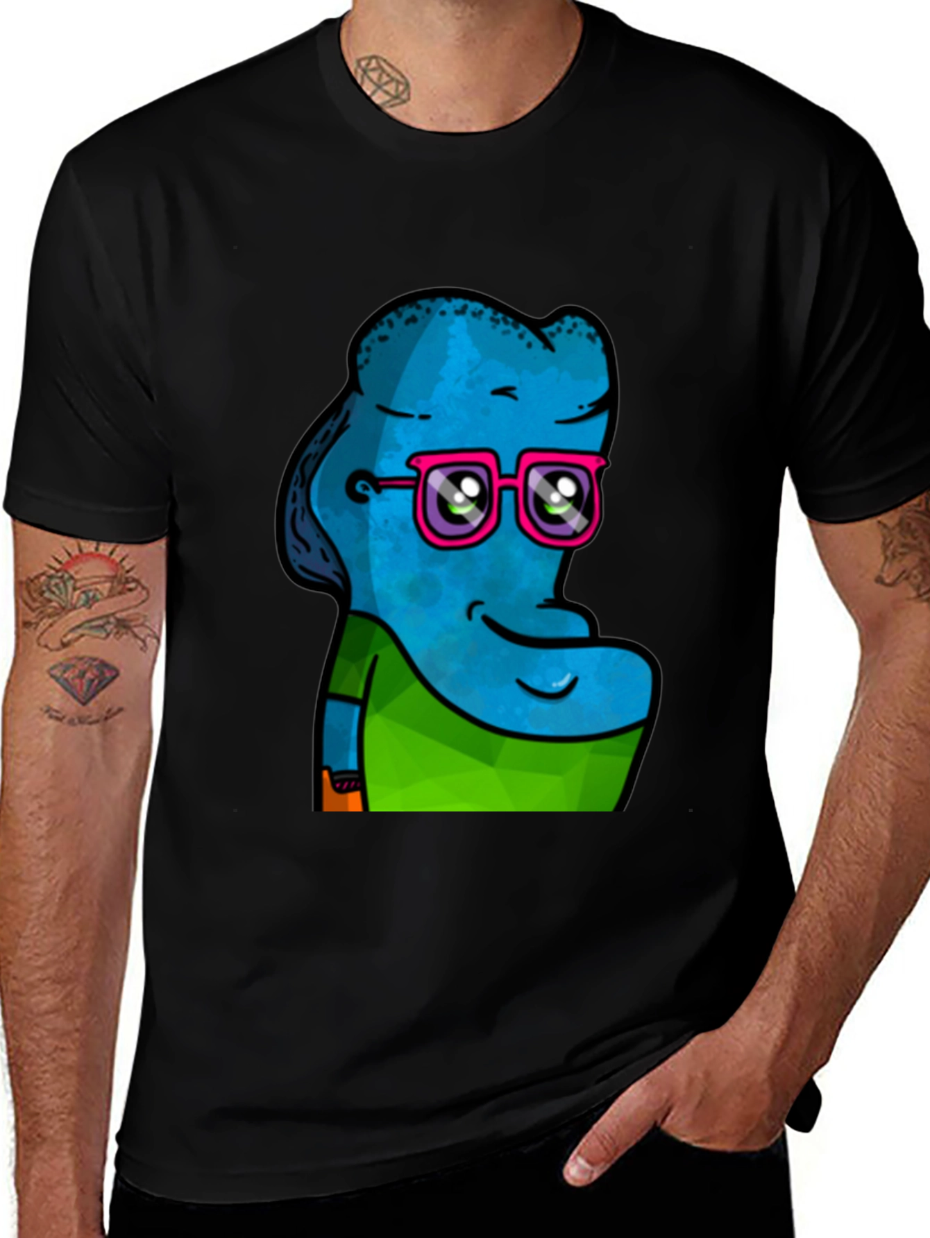 Variant 4 of Cartoon Character Black T-Shirt