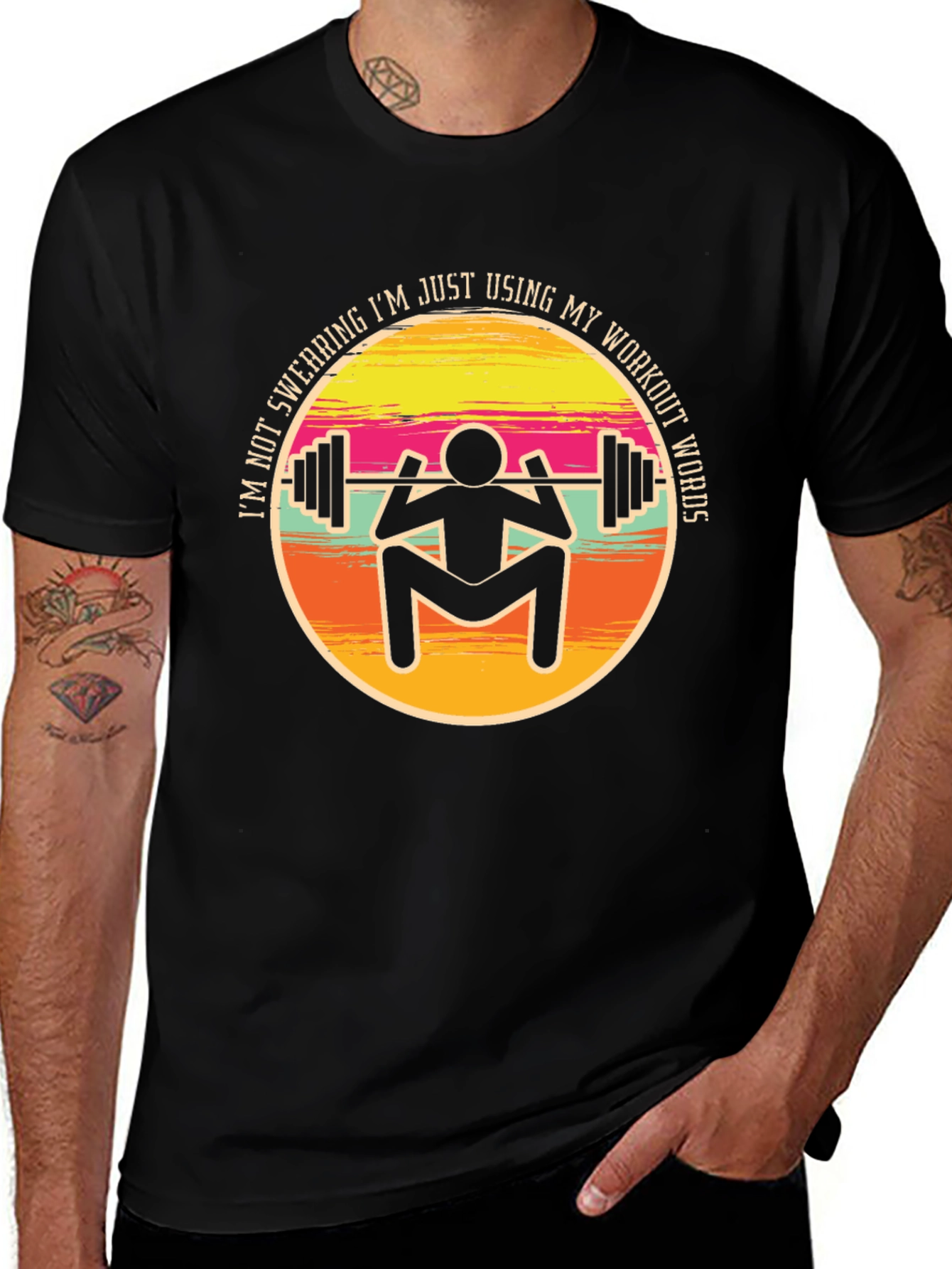 Black Workout Words T-Shirt main image