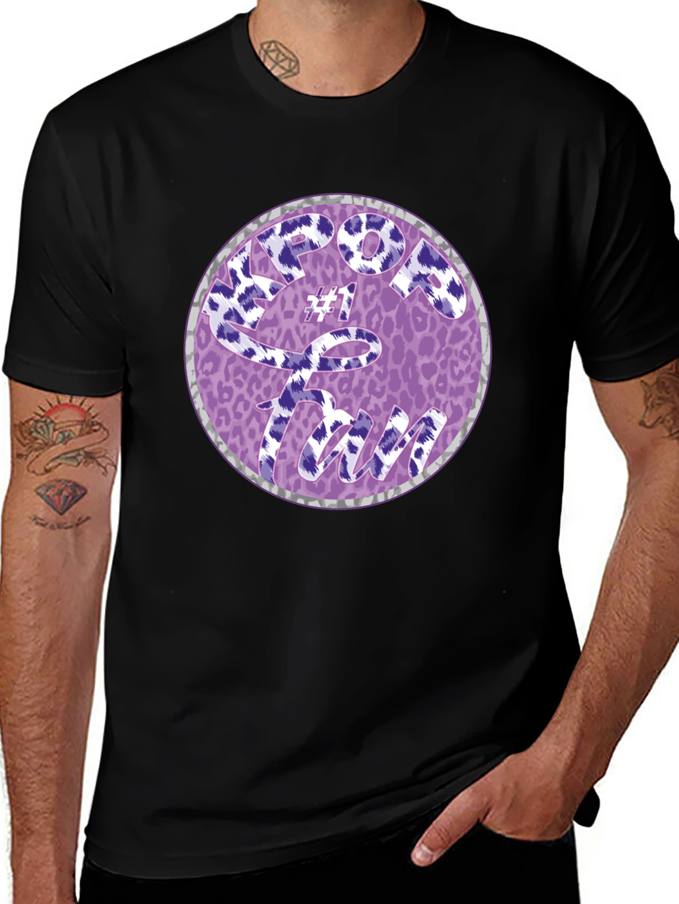 KPOP Fan T-Shirt - Purple Leopard Print