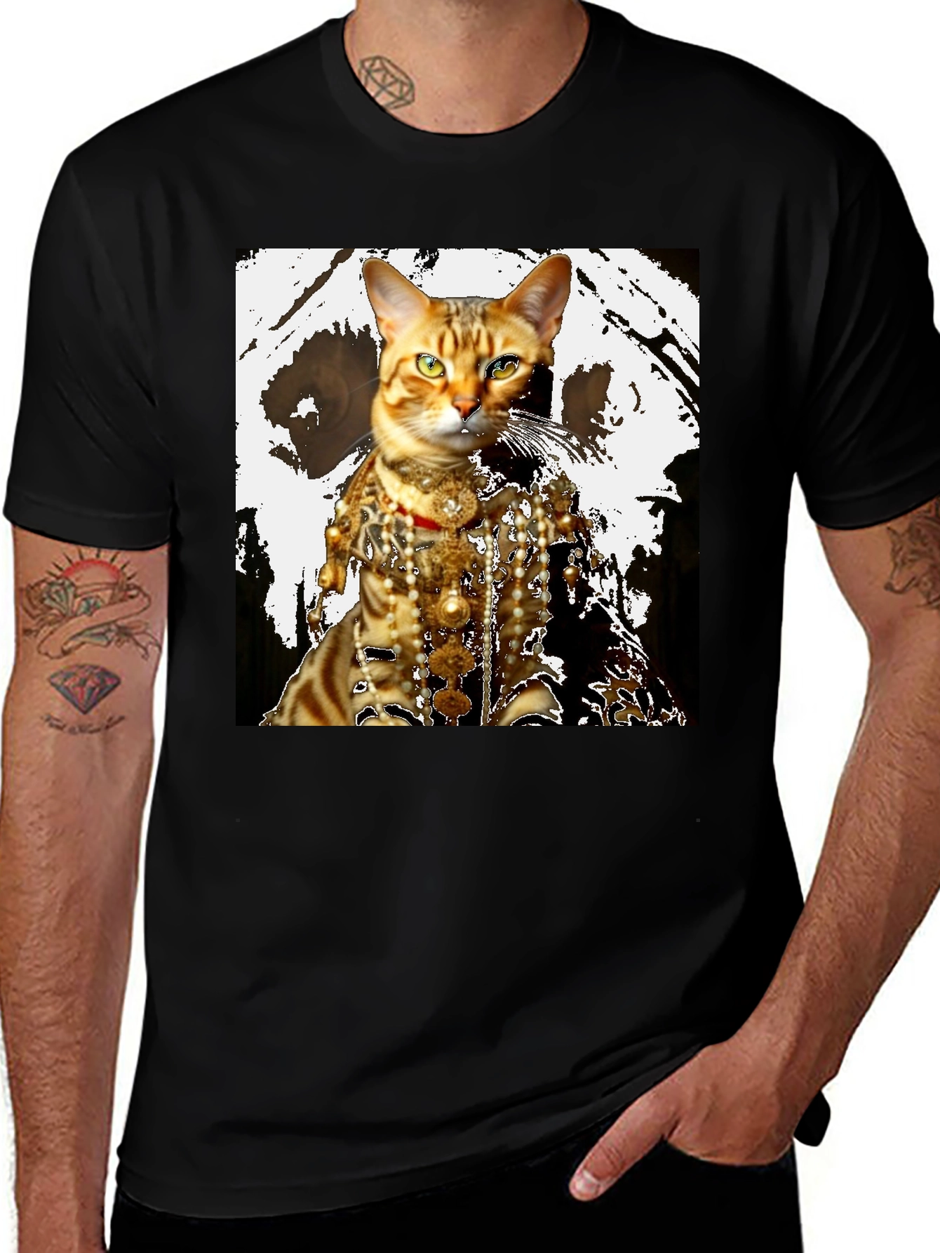 Variant 19 of Regal Cat T-Shirt: Unique Feline Fashion
