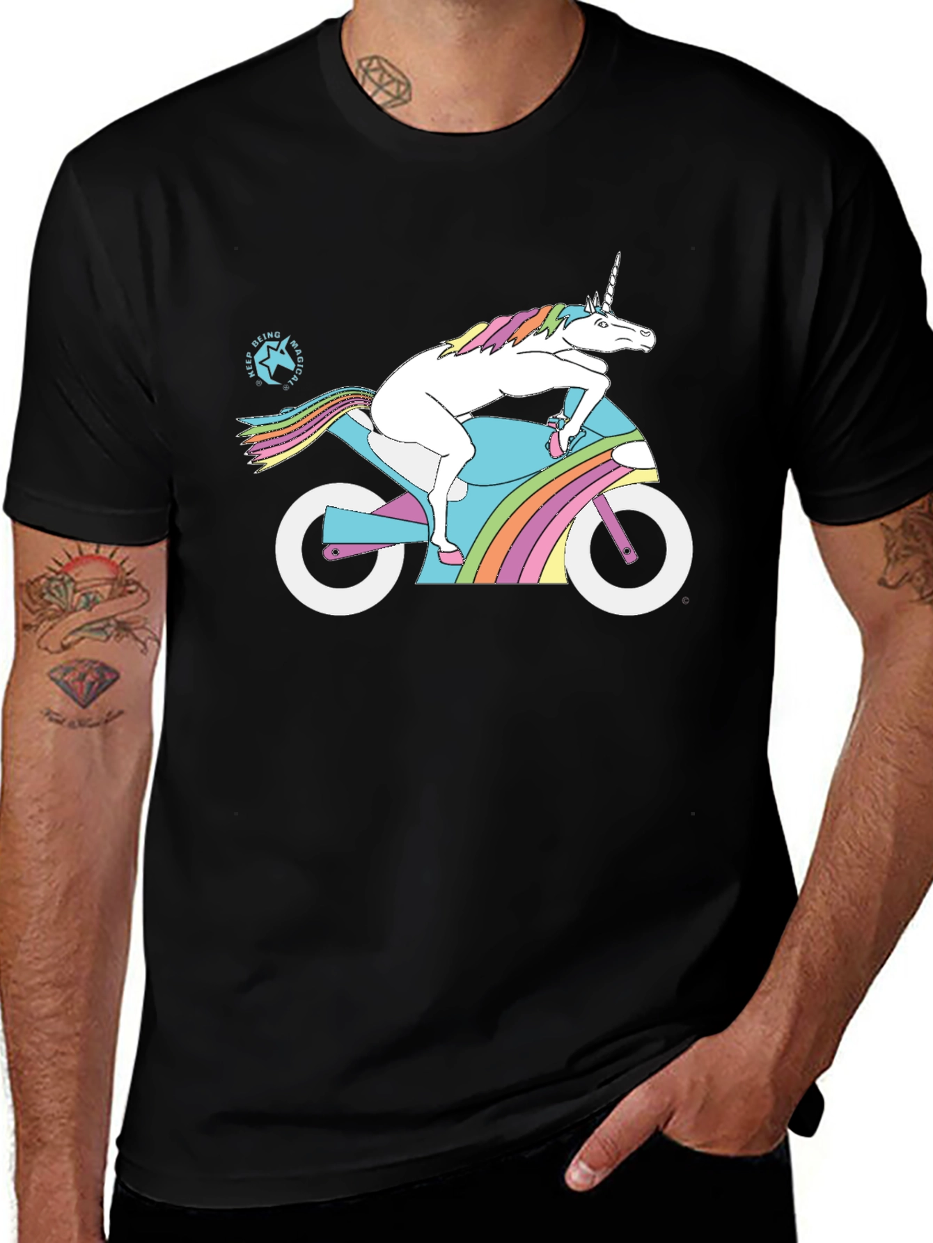 Magical Unicorn Motorcycle T-Shirt - Keep Being Magical!