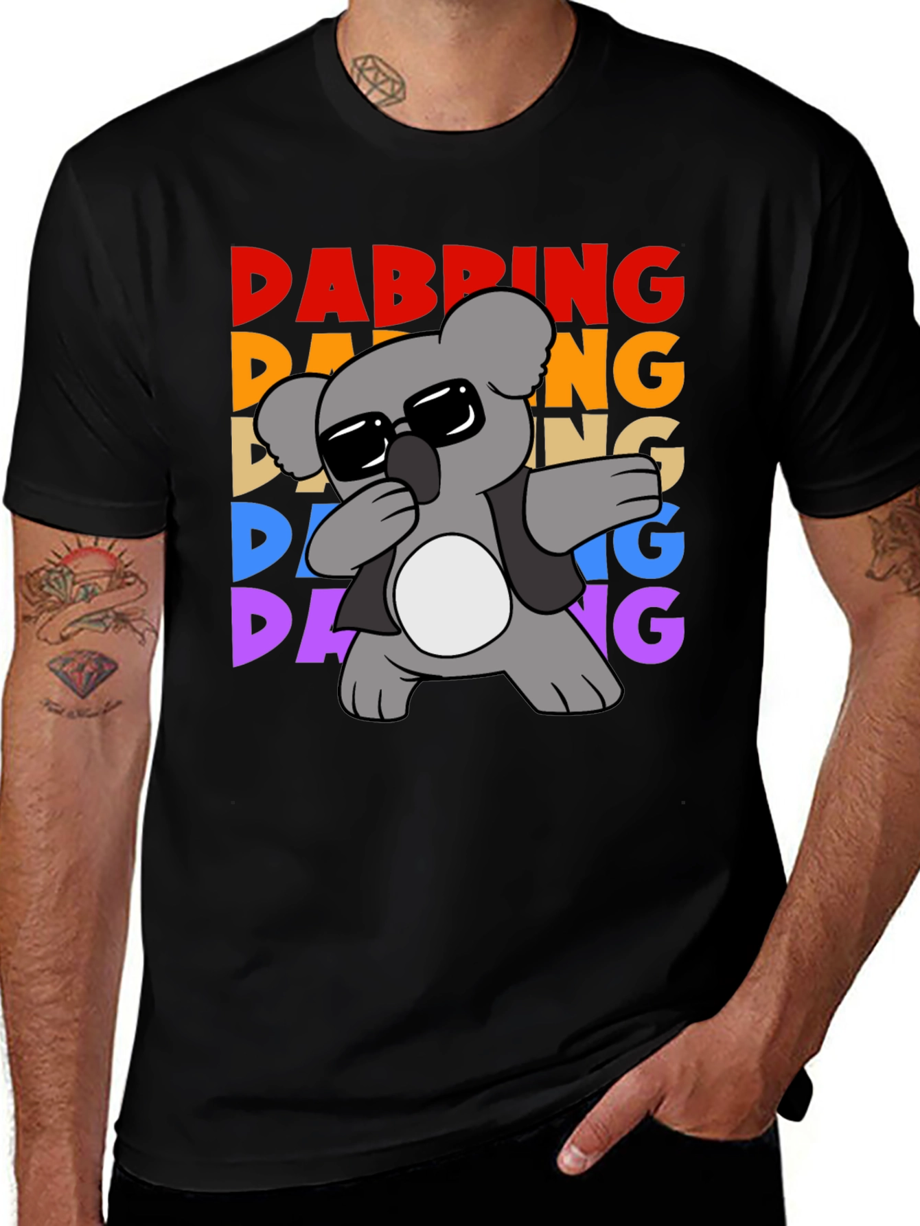 Variant 27 of Dabbing Koala Graphic Tee - Men's Black T-Shirt