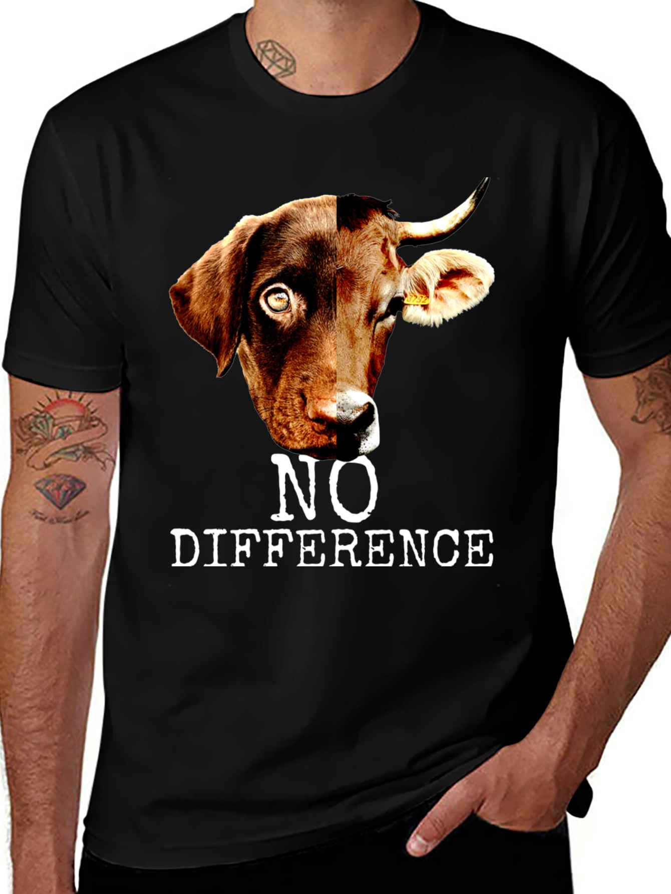 Variant 29 of No Difference T-Shirt: Dog and Cow Graphic