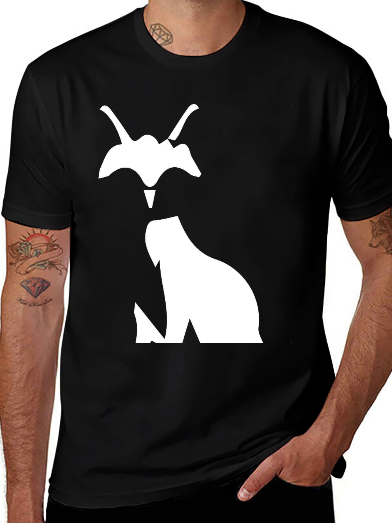 Variant 15 of Black T-Shirt with White Fox Silhouette
