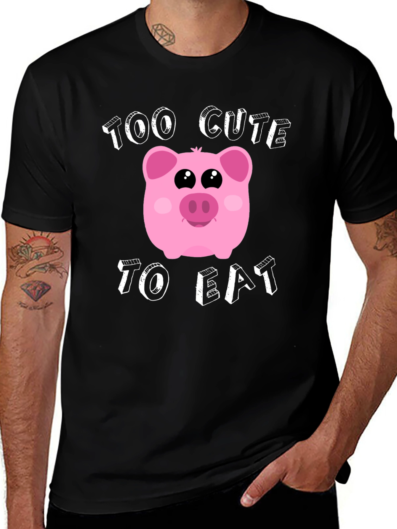 Variant 6 of Too Cute to Eat Pig Graphic T-Shirt