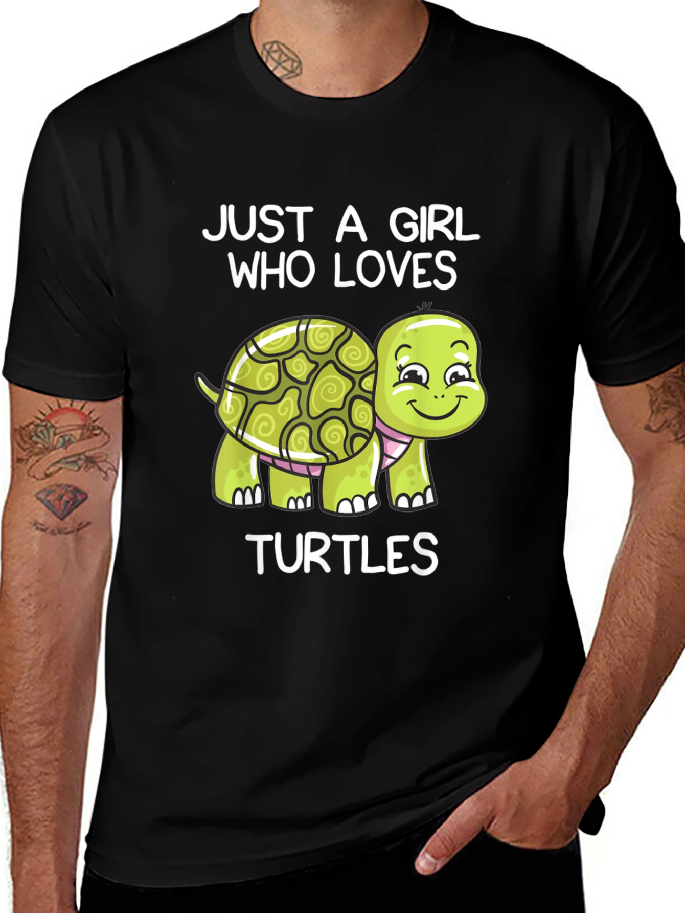Variant 8 of Girl Who Loves Turtles Black T-Shirt