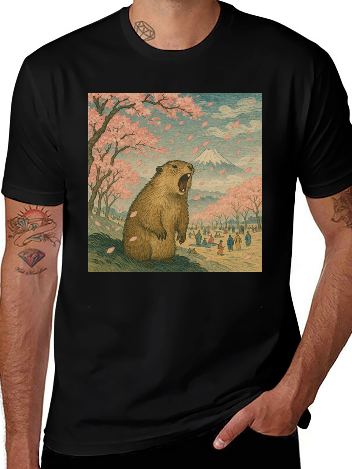 Variant 25 of Beaver in Blossom T-Shirt