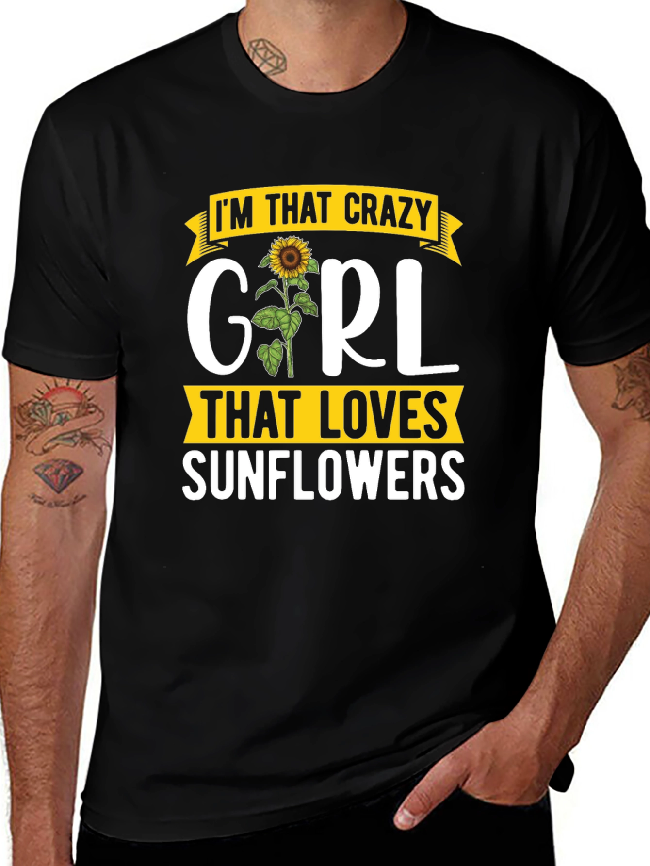 Variant 16 of Crazy Girl Sunflower Graphic Tee