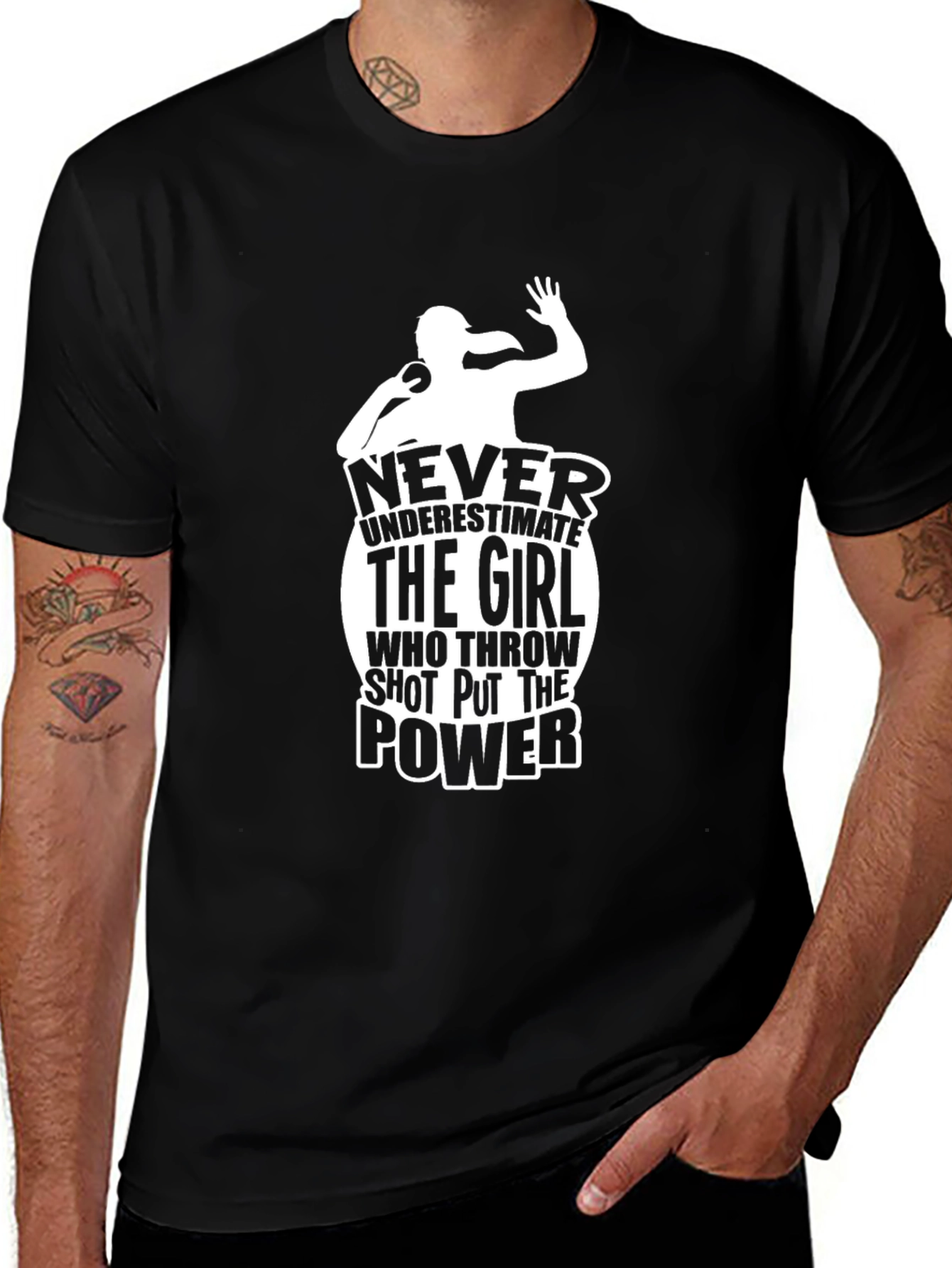 Variant 6 of Shot Put Girl Power T-Shirt - Black