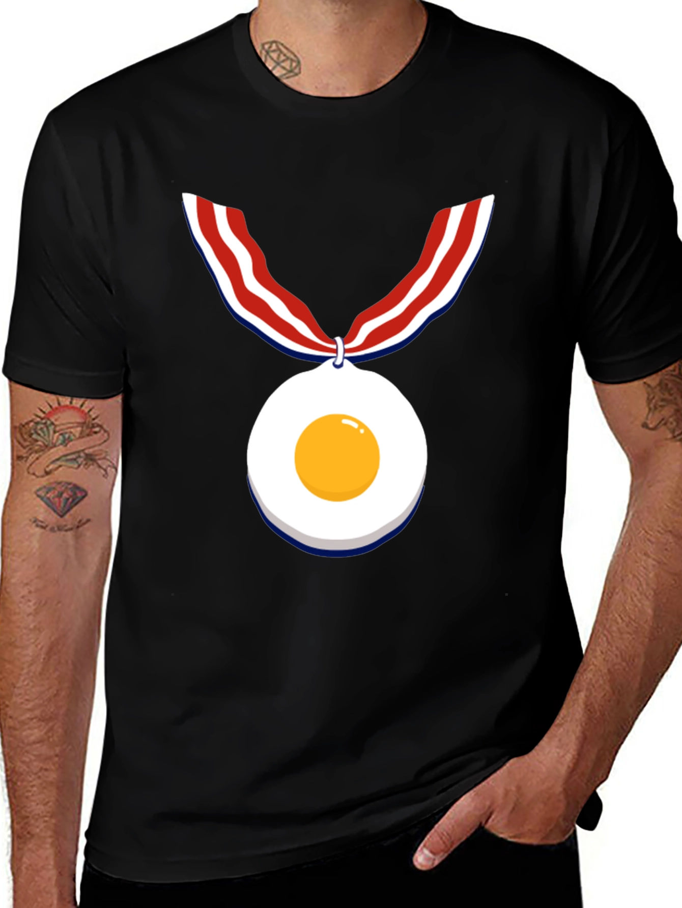 Variant 29 of Funny Sunny Side Up Egg Medal T-Shirt