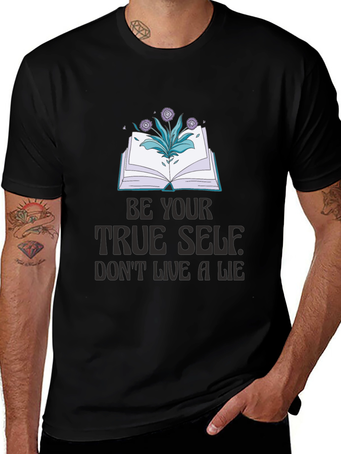 Variant 19 of Be Your True Self Graphic Tee - Black