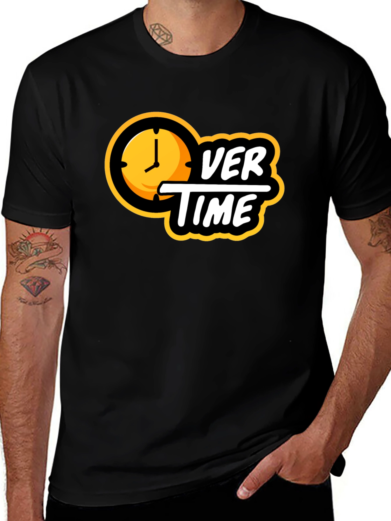 Overtime Graphic Print Black T-Shirt