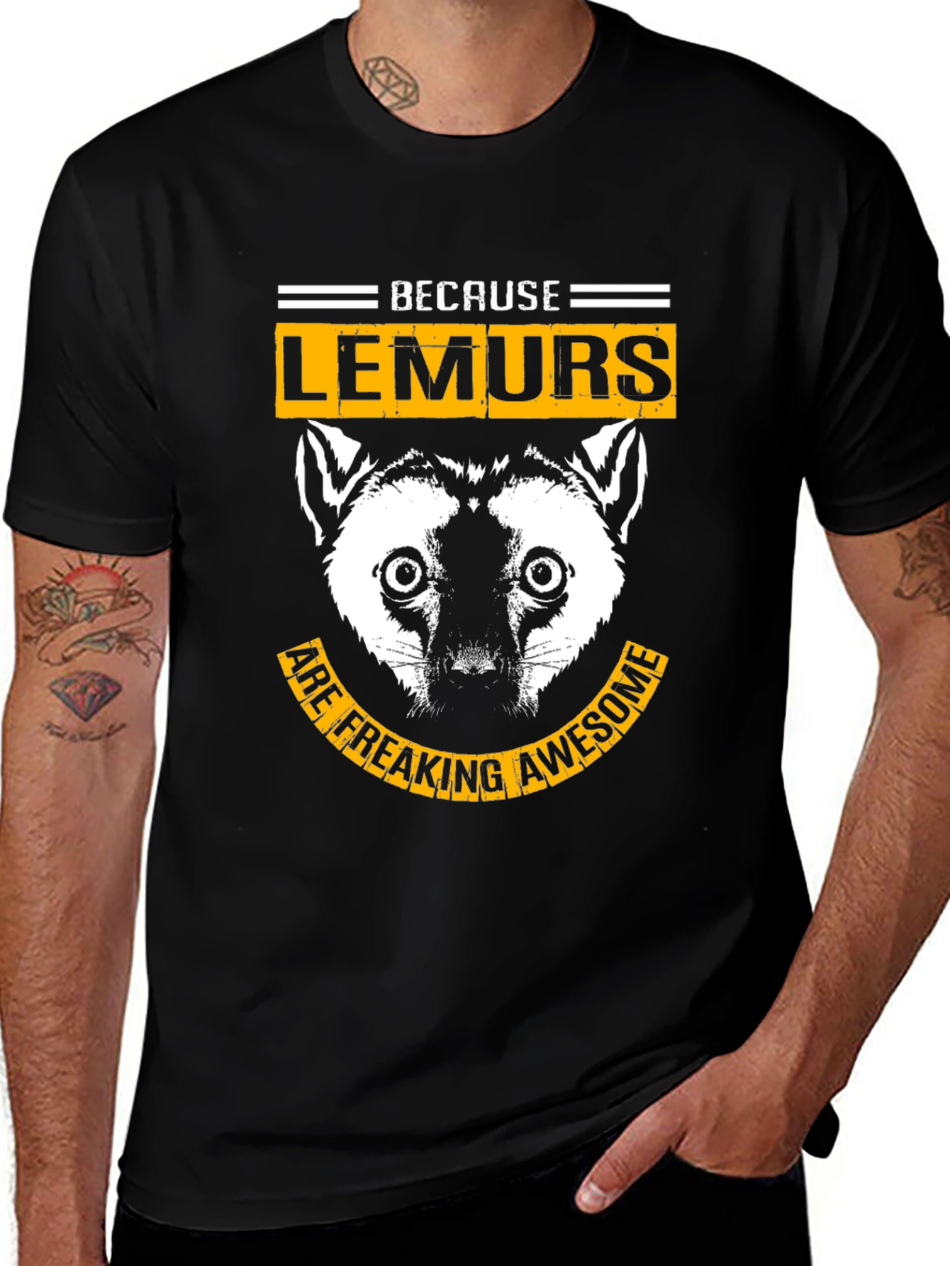 Variant 18 of Because Lemurs Are Freaking Awesome - Black T-Shirt