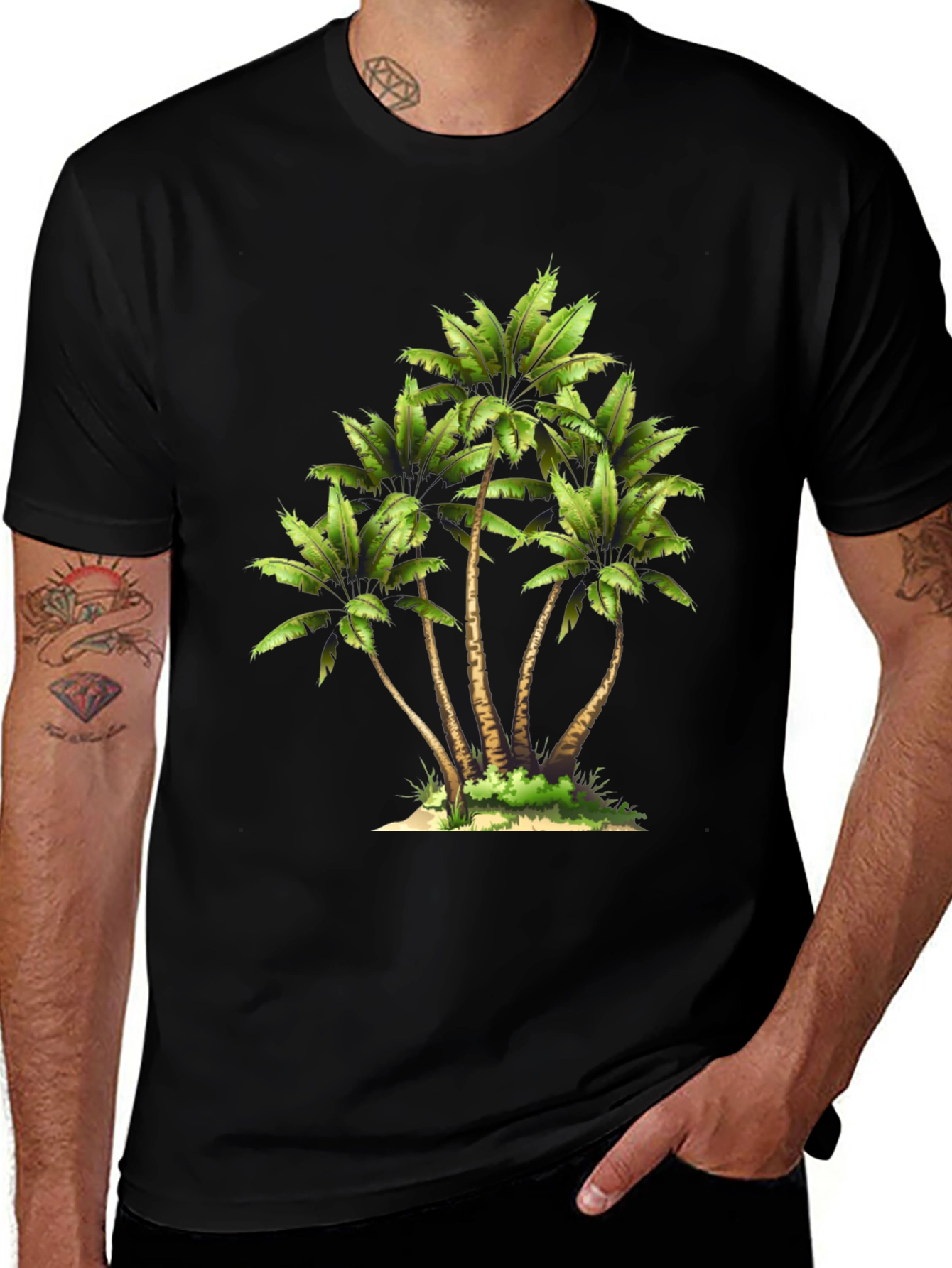 Palm Tree Graphic Black T-Shirt