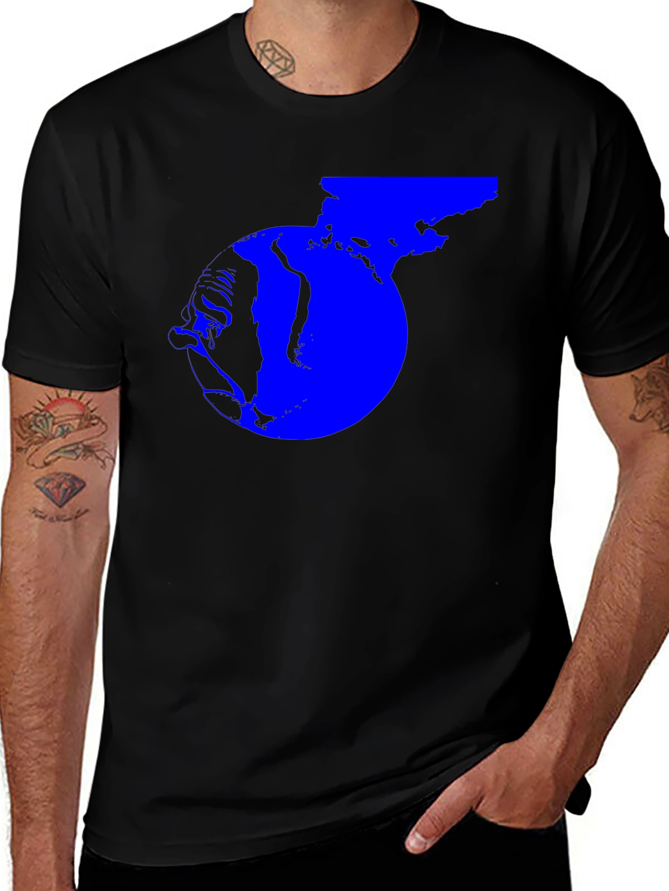 Variant 26 of Blue Graphic Print Men's Black T-Shirt