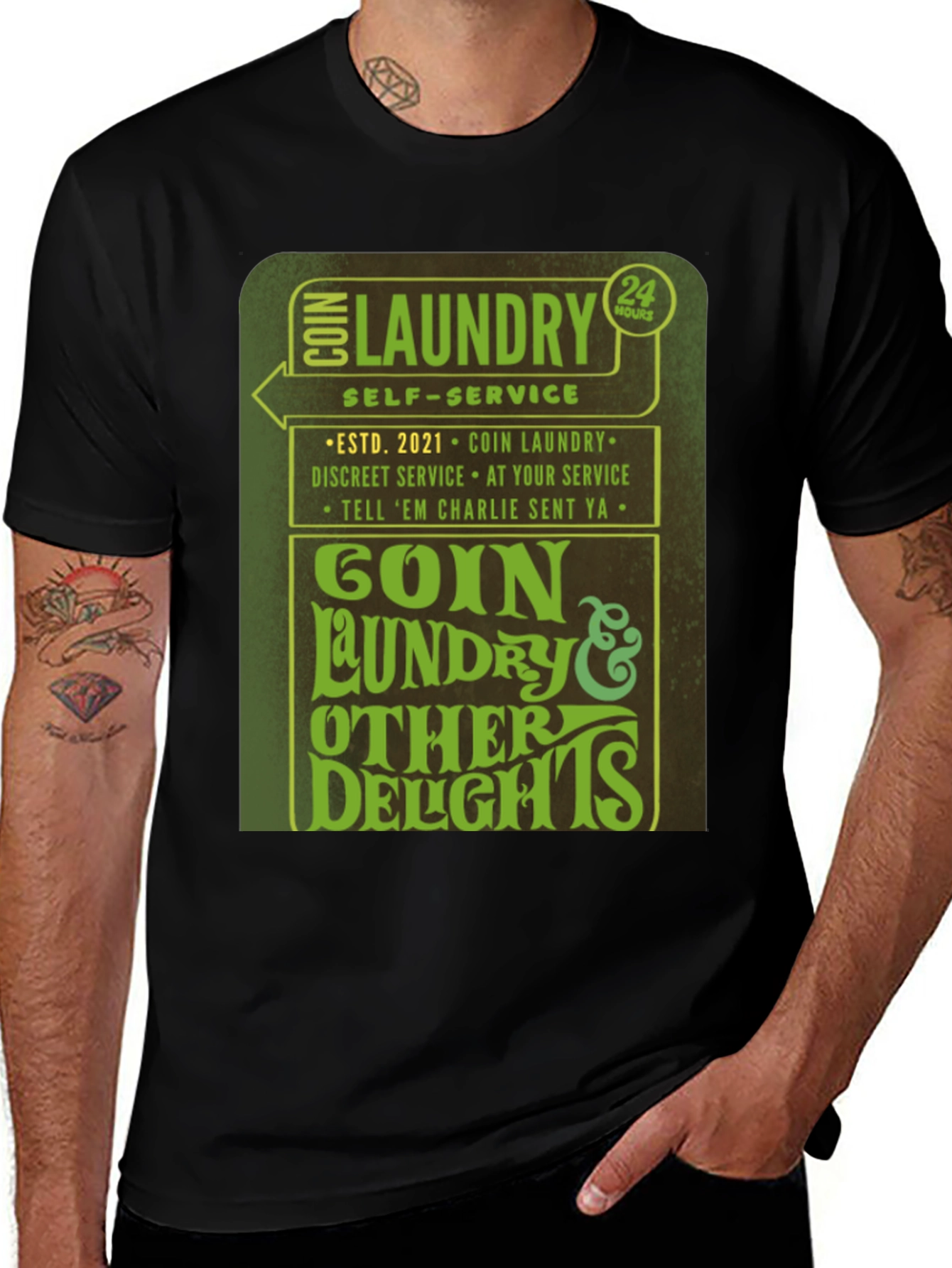 Variant 24 of Goin' Laundry T-Shirt - 24 Hour Service Novelty Tee