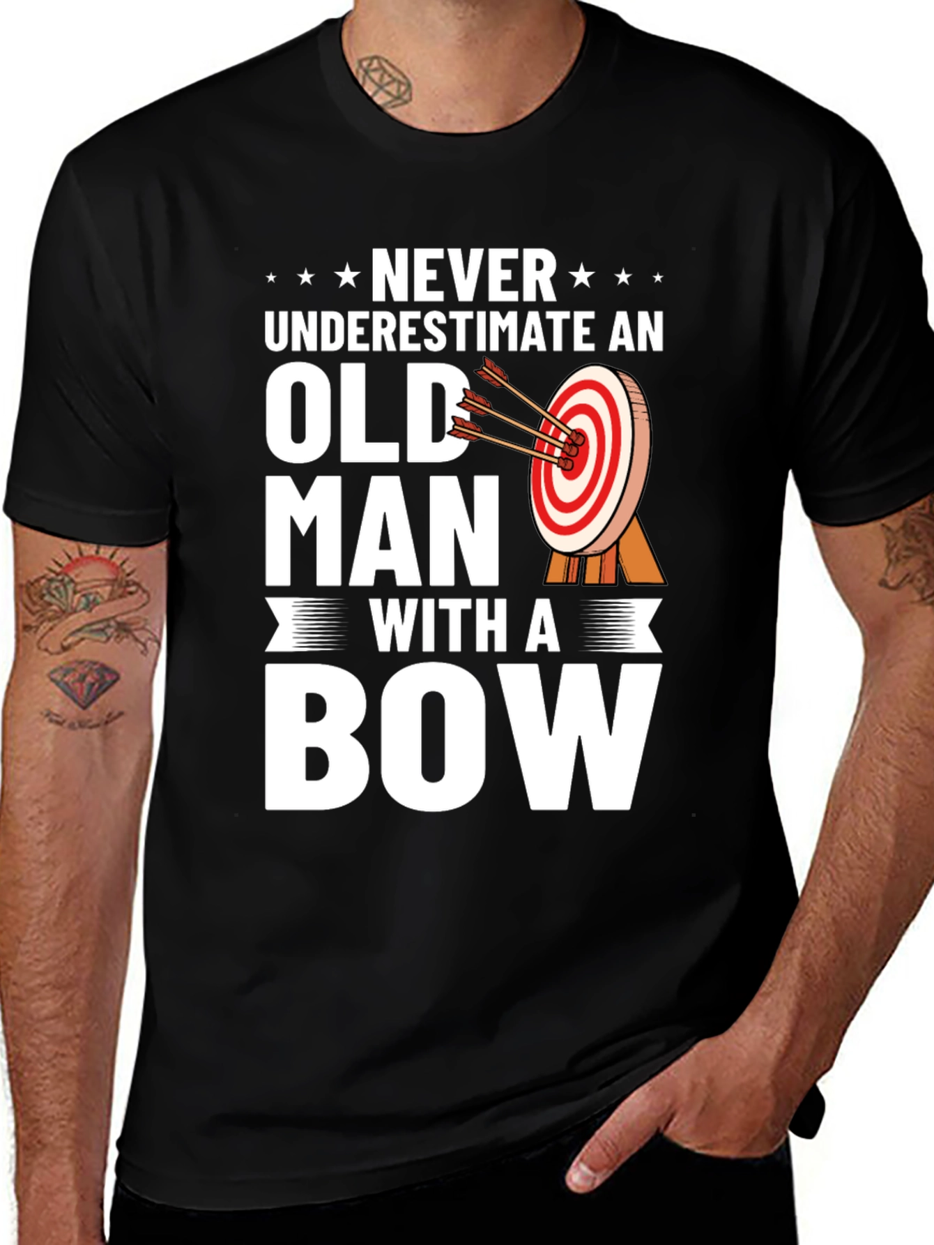 Variant 12 of Never Underestimate an Old Man With A Bow T-Shirt