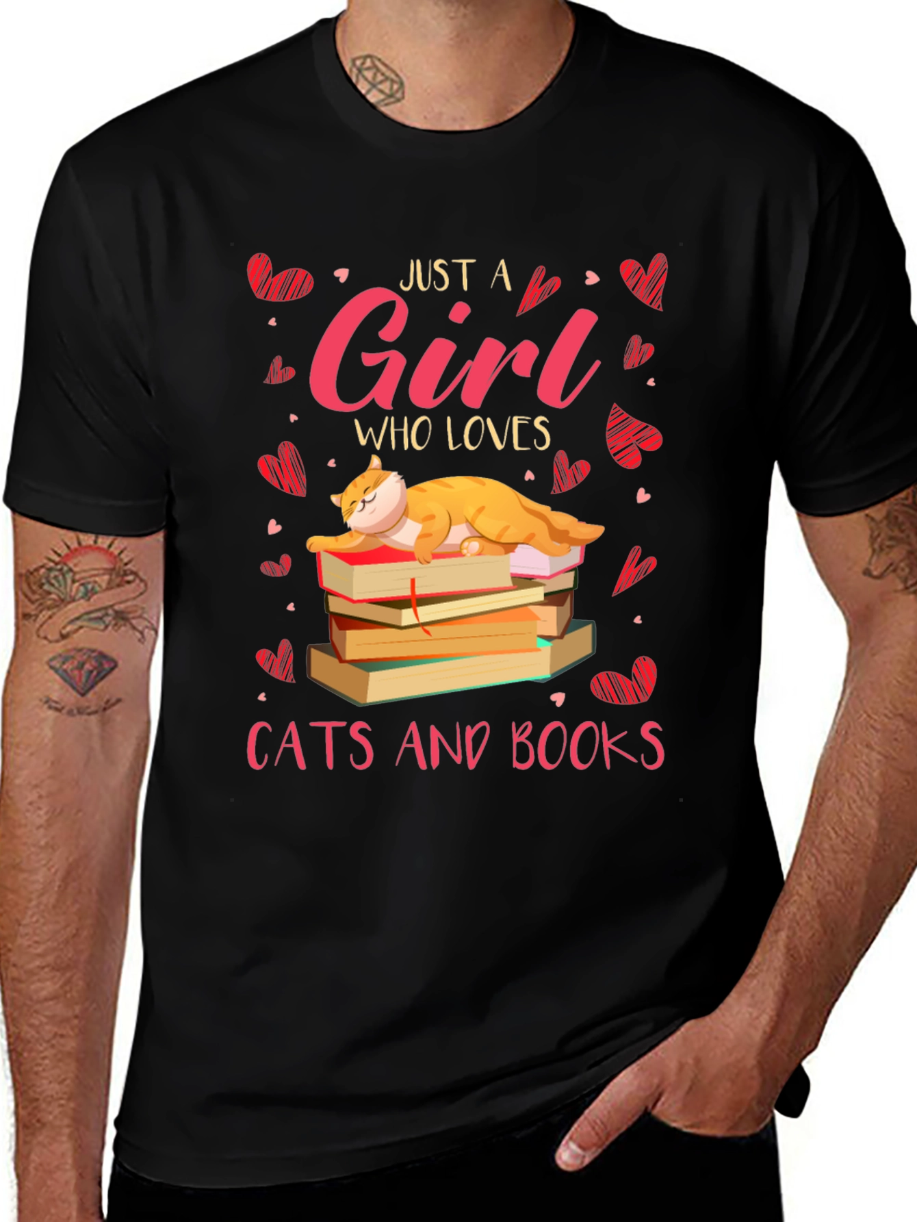Variant 14 of Girl Who Loves Cats & Books T-Shirt