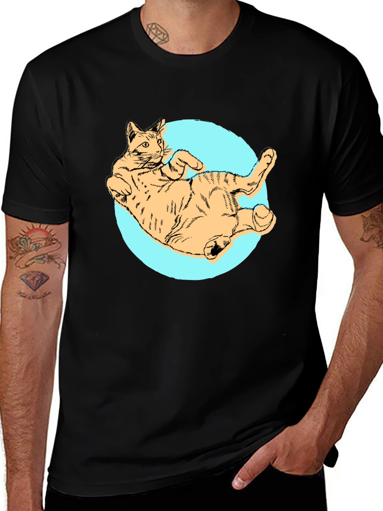 Variant 4 of Cat Graphic Tee - Men's Black T-Shirt