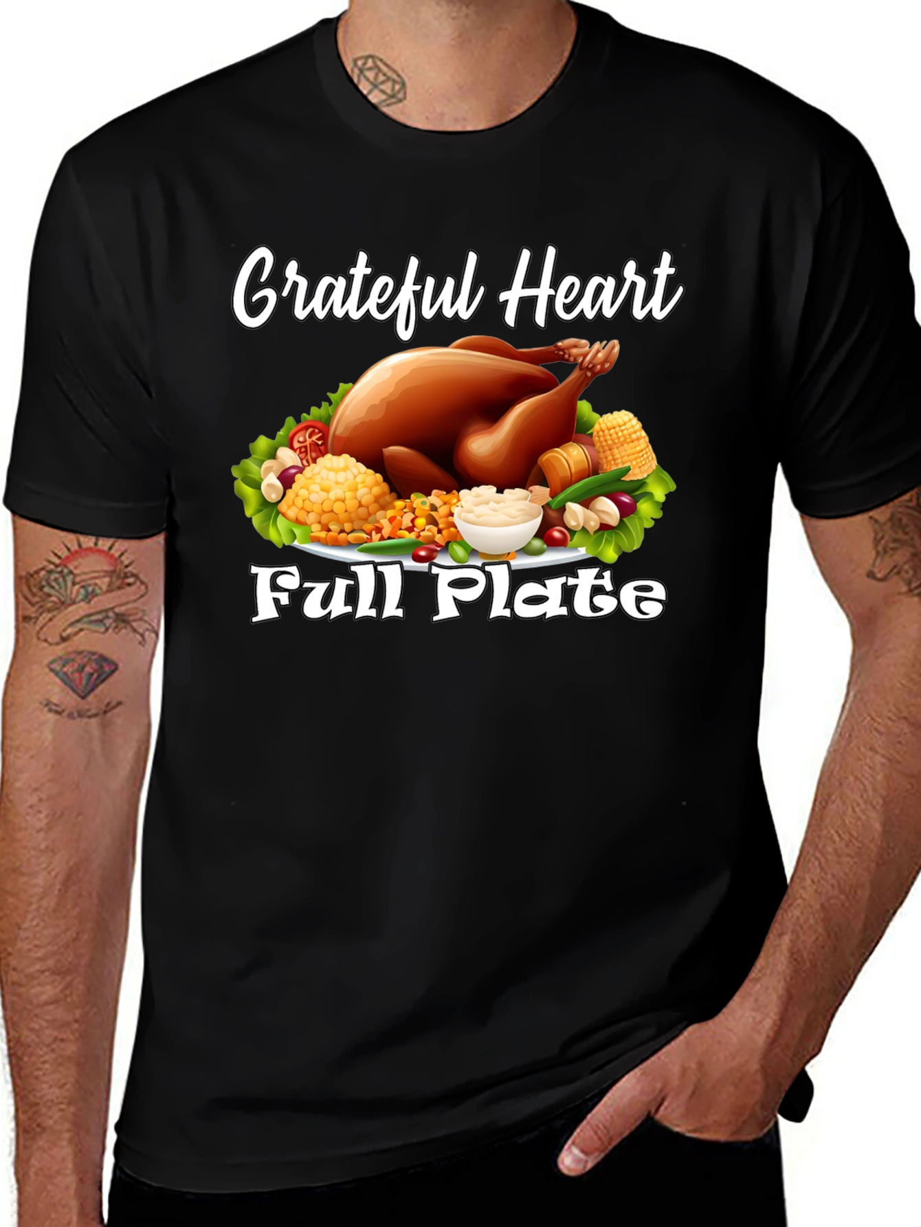 Grateful Heart Full Plate Thanksgiving T-Shirt