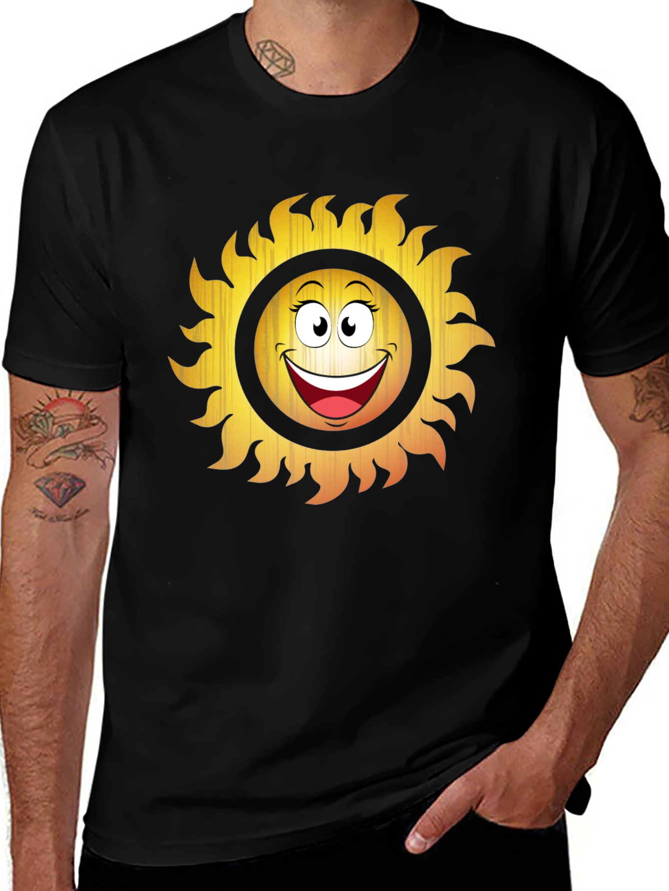 Smiling Sun Graphic Tee - Black