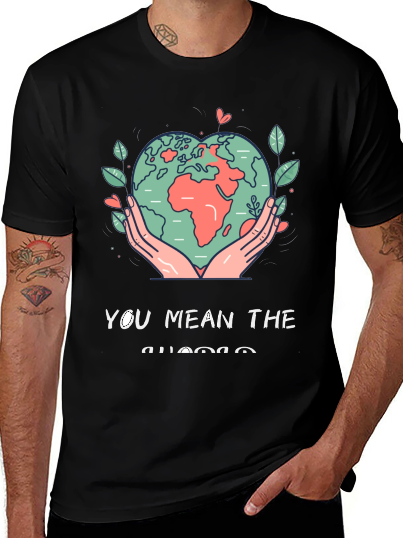 Black Earth Heart Graphic Tee - You Mean the World main image