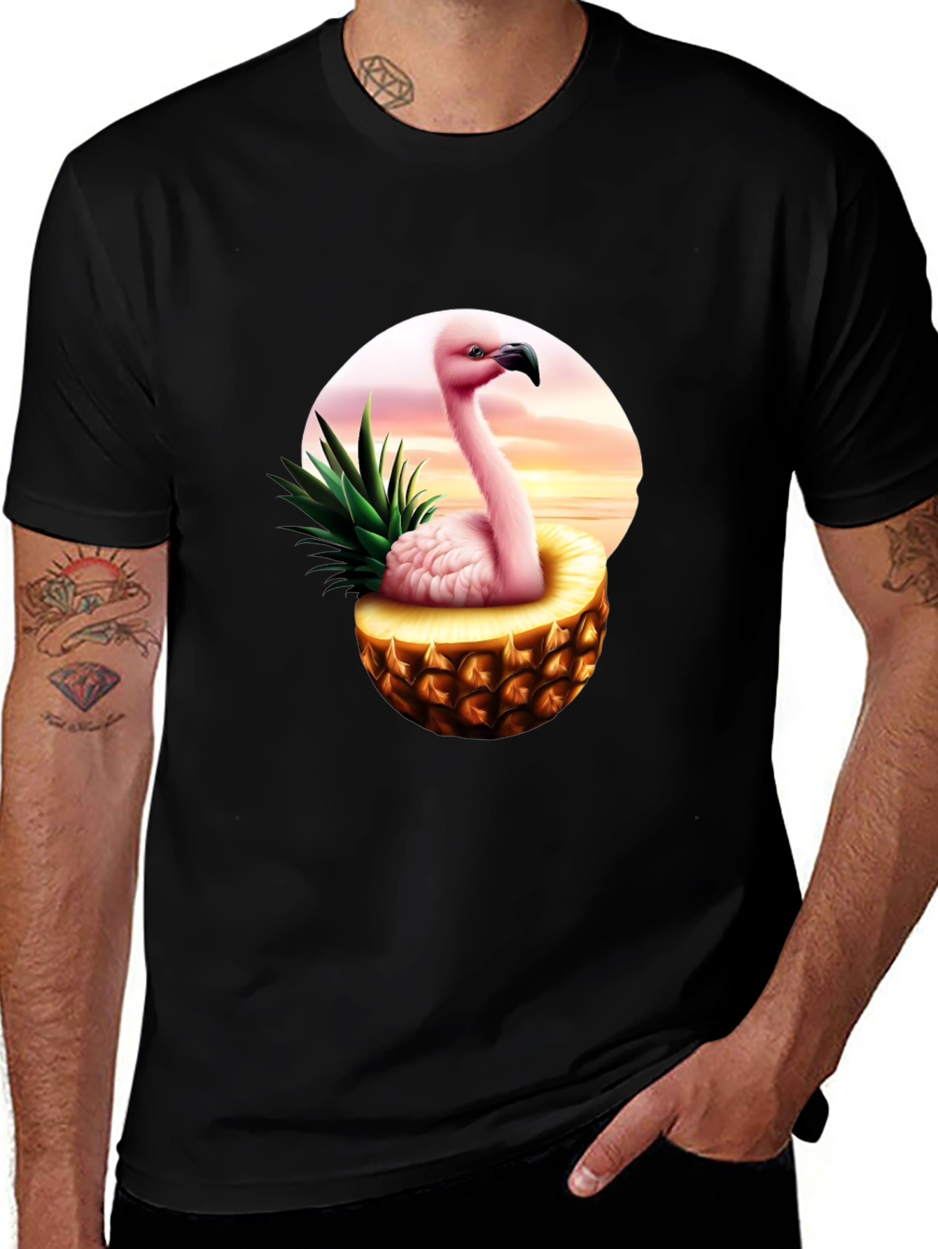 Variant 12 of Flamingo Pineapple Graphic Tee - Tropical Summer Shirt