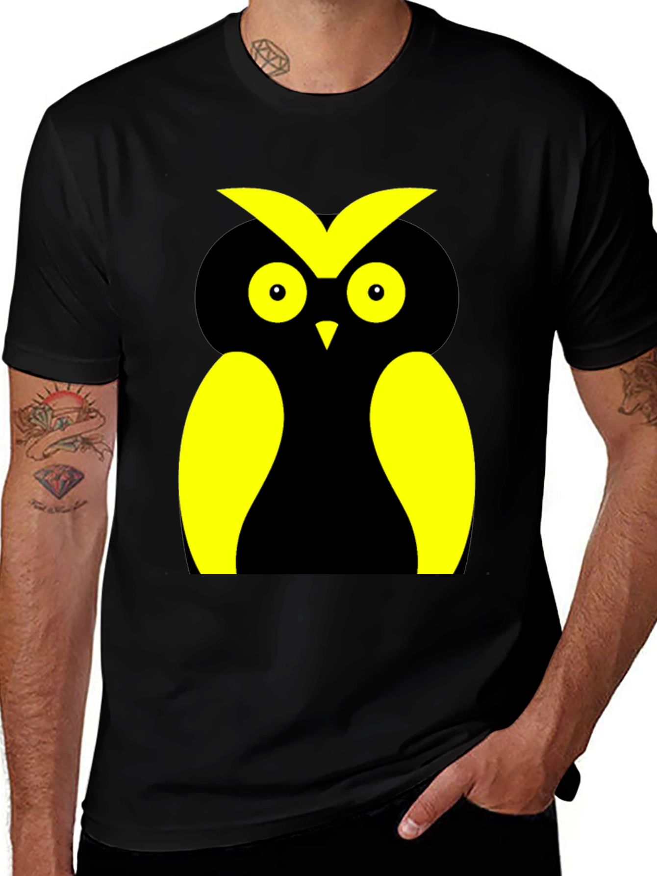 Variant 19 of Cool Owl Graphic Tee - Black Cotton T-Shirt