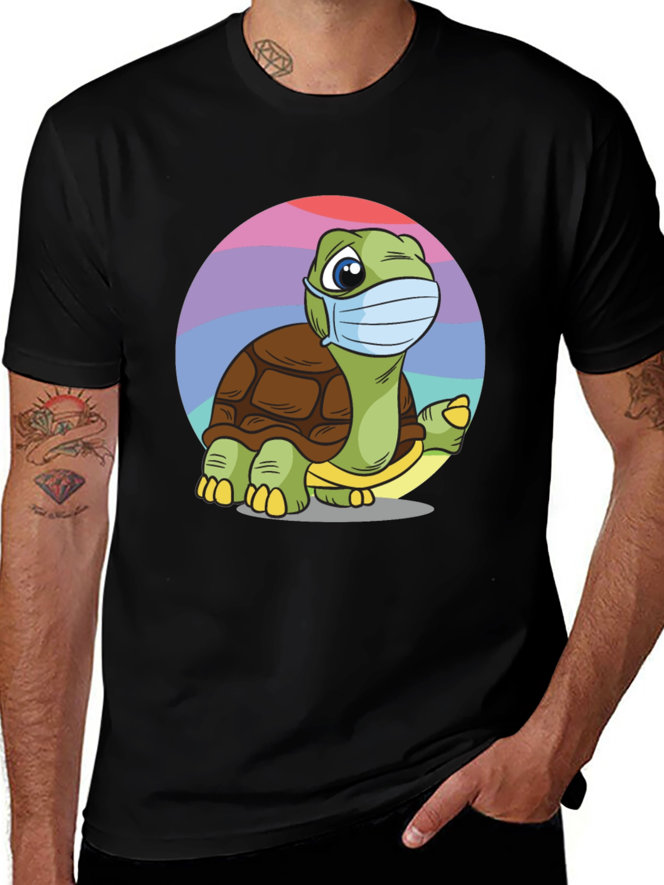 Variant 7 of Turtle Wearing Mask Graphic T-Shirt