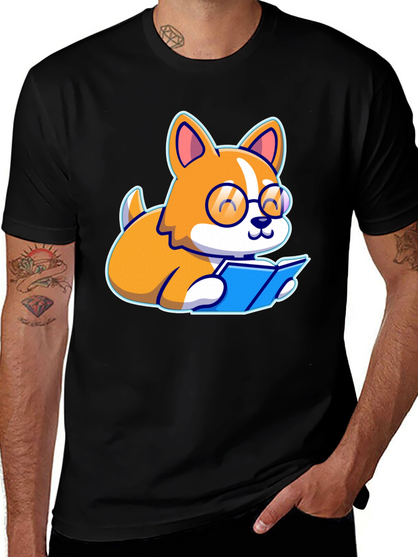 Variant 30 of Bookworm Corgi Graphic Tee