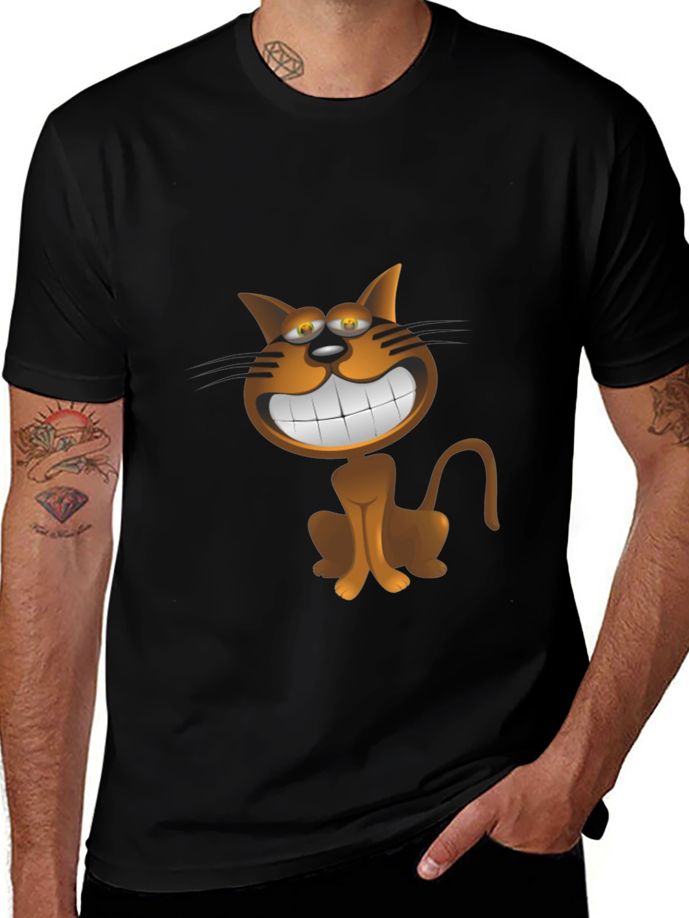 Variant 23 of Cartoon Cat Black T-Shirt