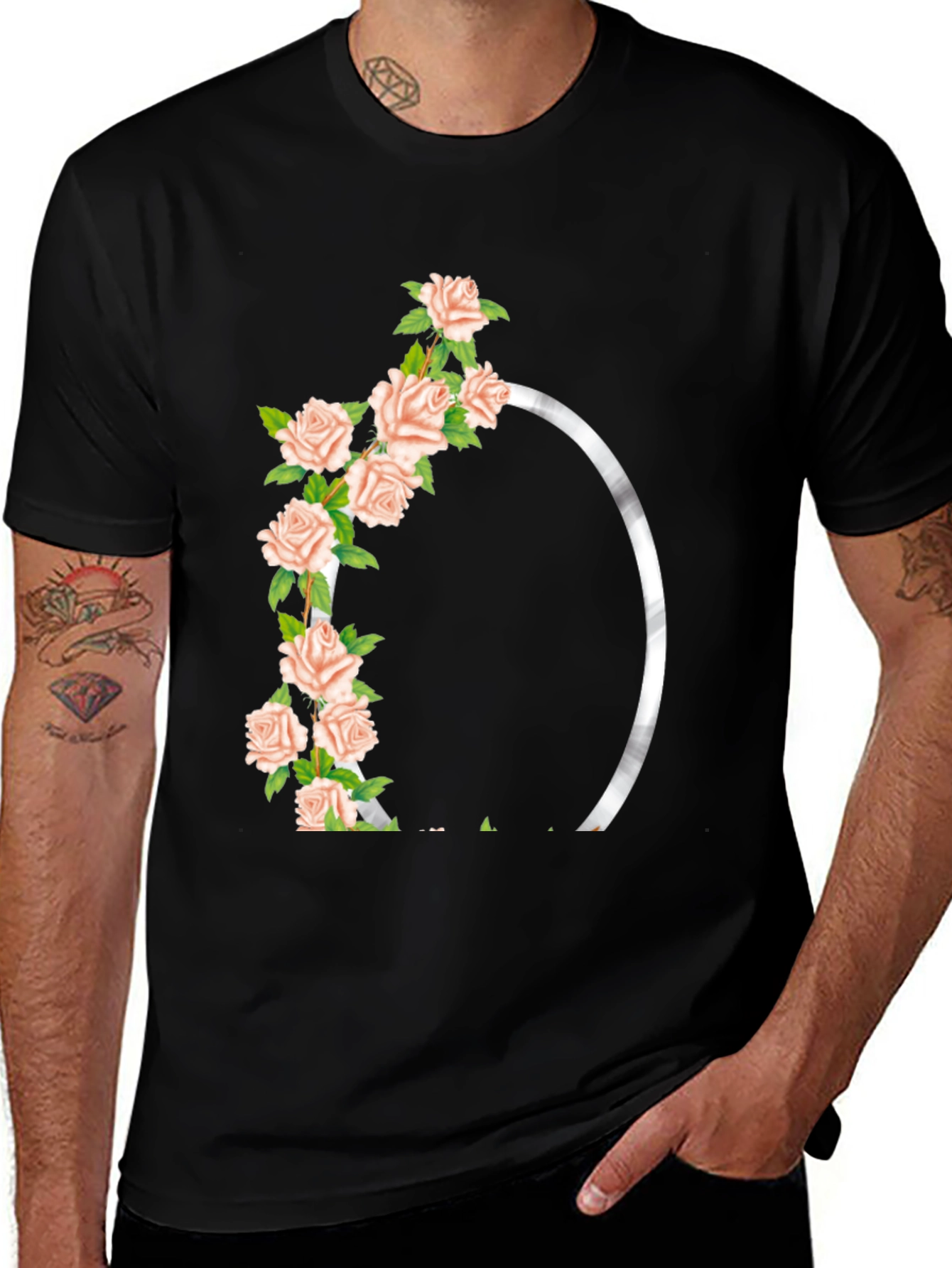Variant 19 of Floral Initial T-Shirt - Custom Letter O