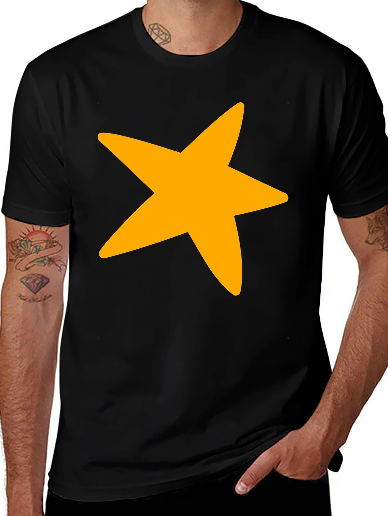 Variant 12 of Bold Star Graphic Tee - Casual Black T-Shirt