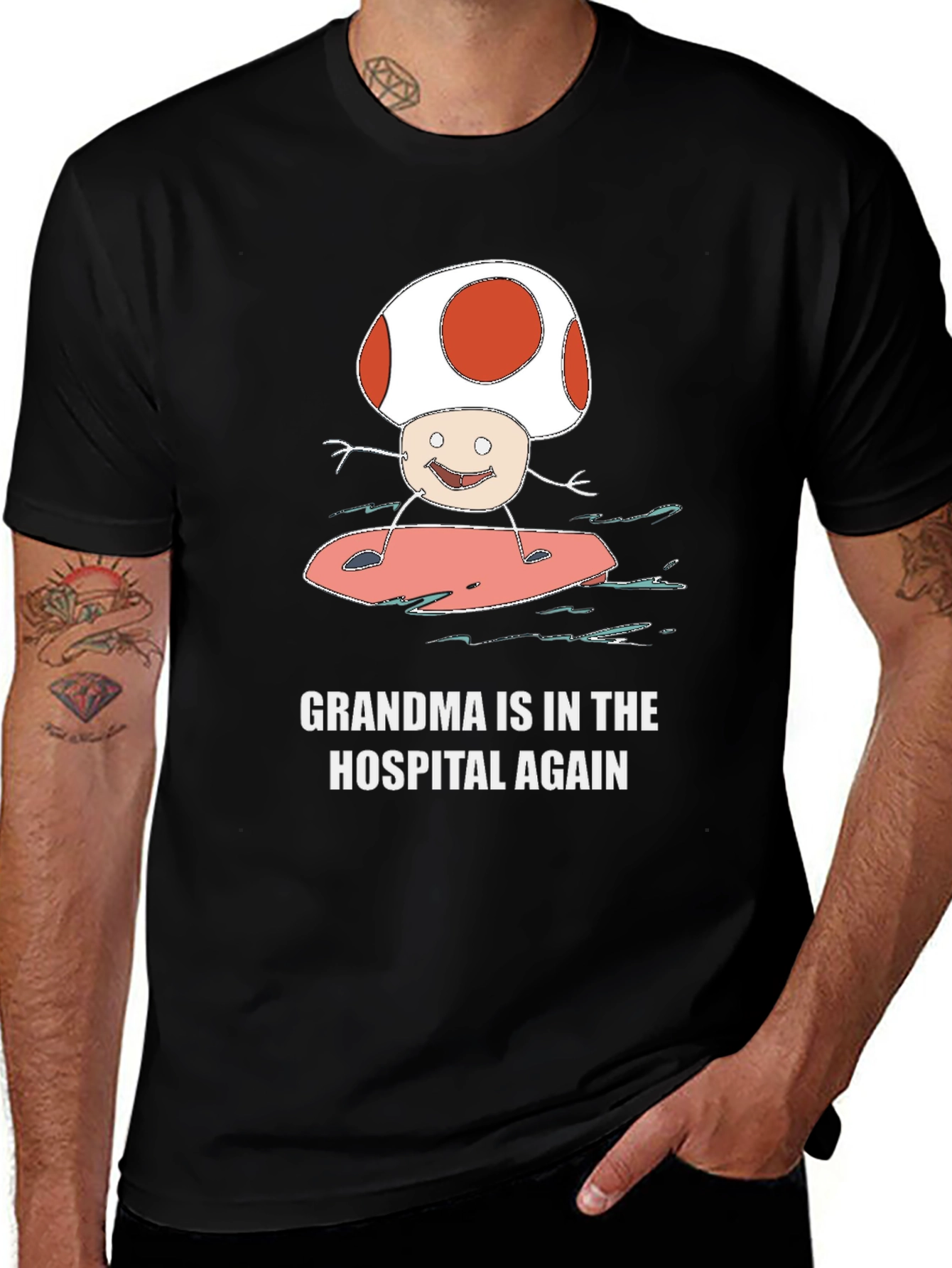 Variant 21 of Grandma In The Hospital Again Surfing Mushroom T-Shirt