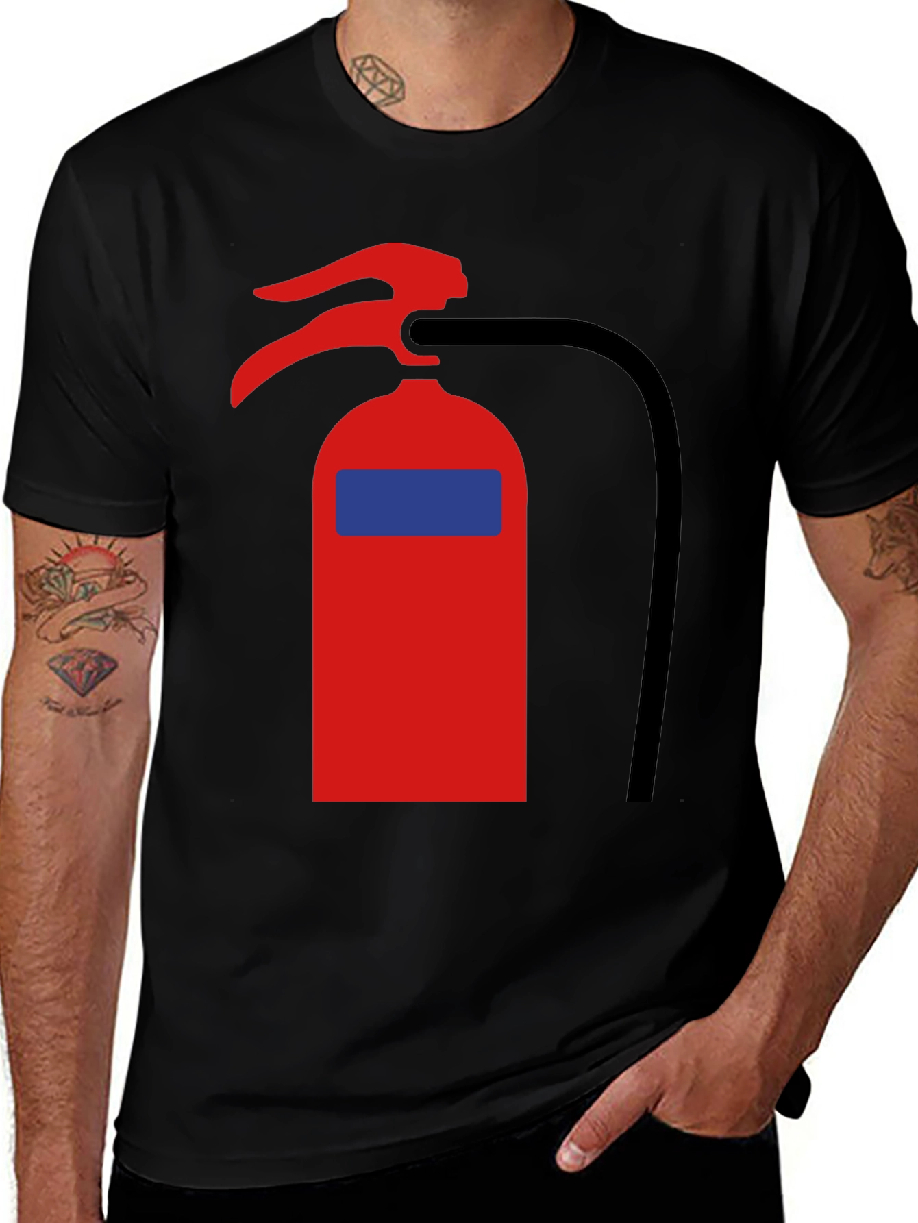 Variant 8 of Fire Extinguisher Graphic Tee - Black Cotton T-Shirt