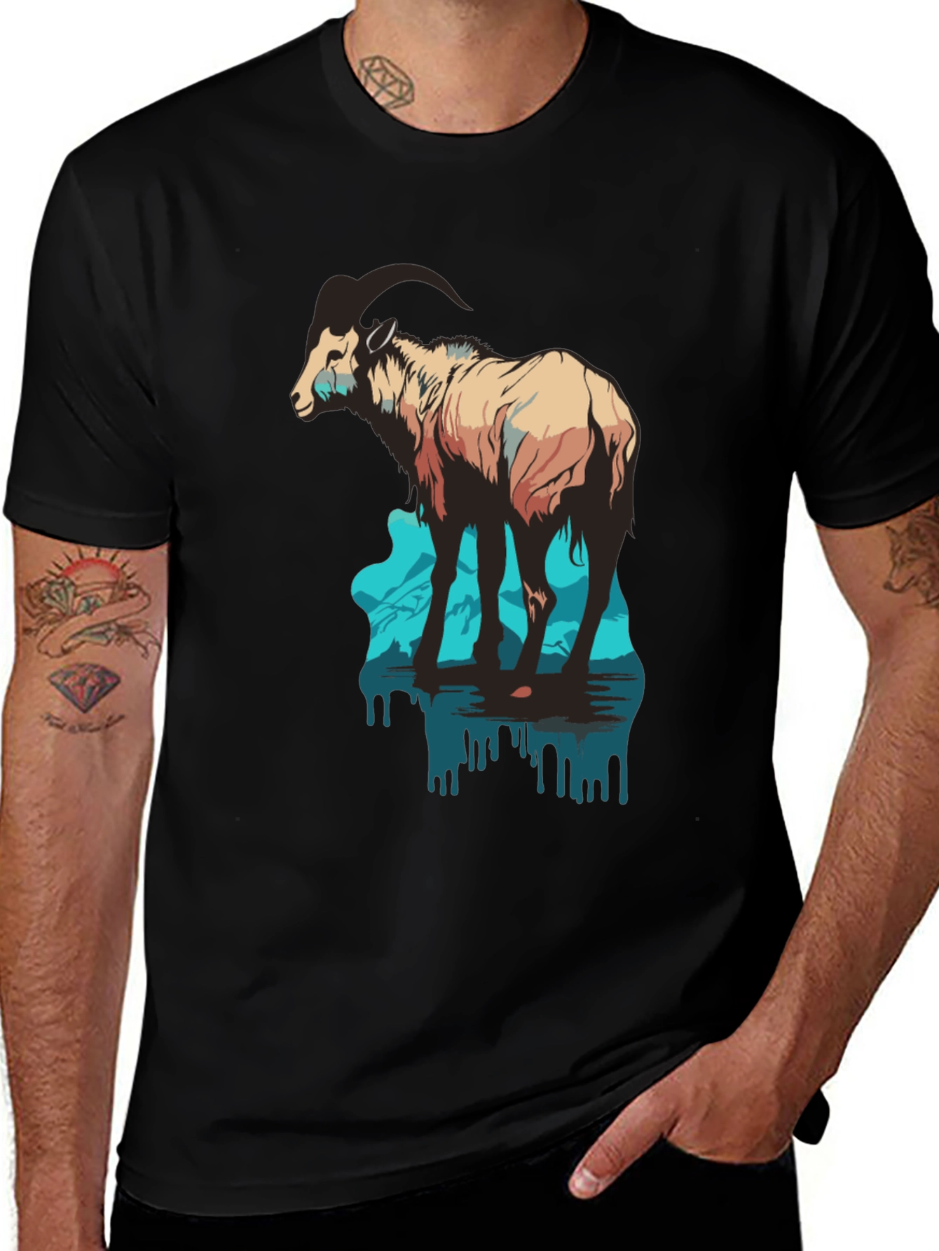 Variant 5 of Mountain Goat Graphic Tee - Black