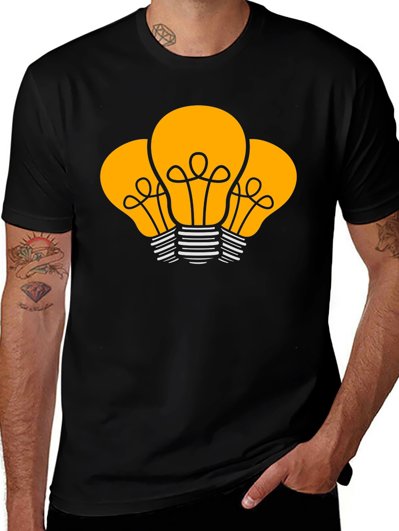 Variant 15 of Bright Ideas Graphic Tee - Black Cotton T-Shirt