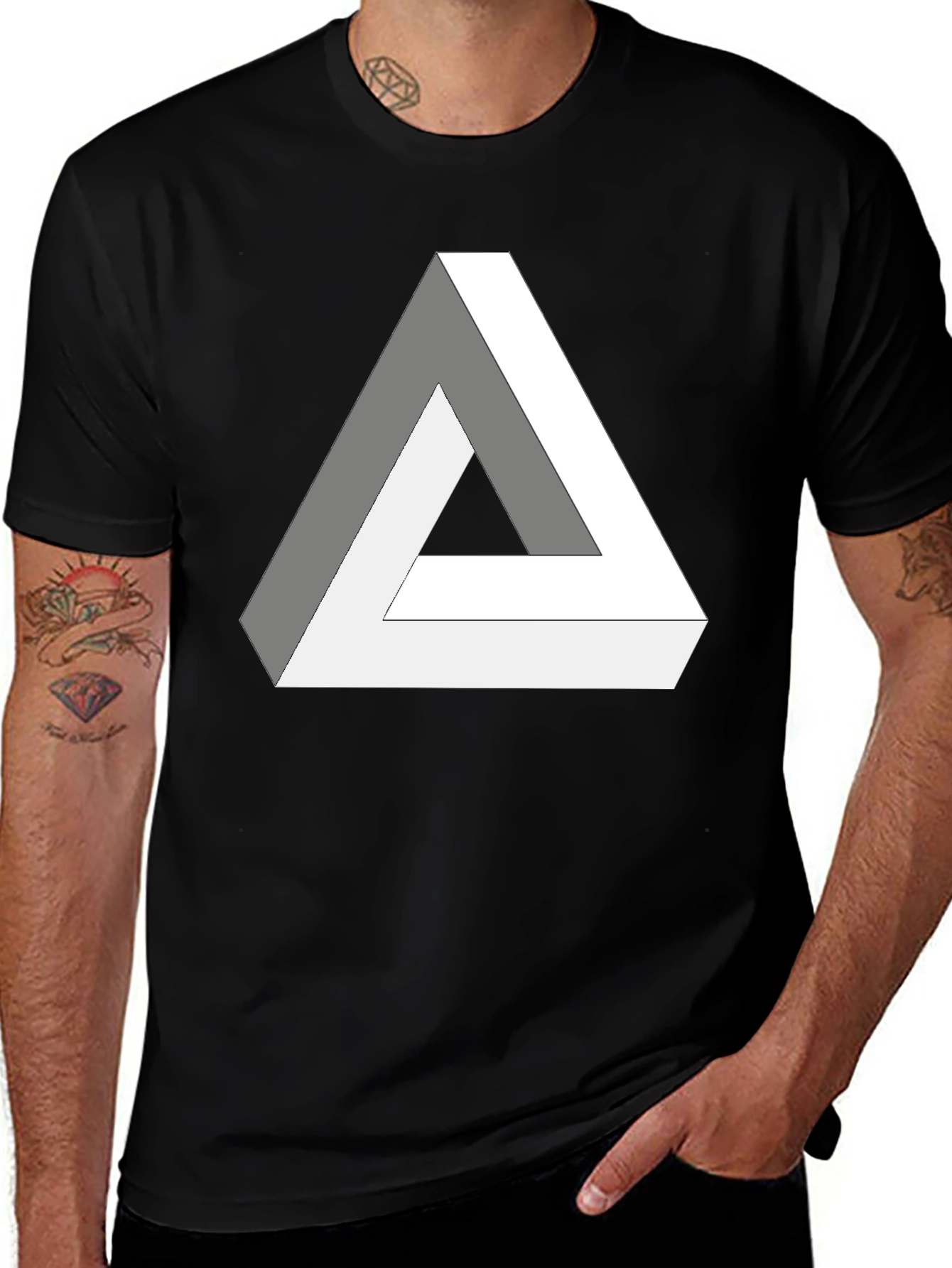 Variant 29 of Impossible Triangle Graphic Tee - Mens Black T-Shirt