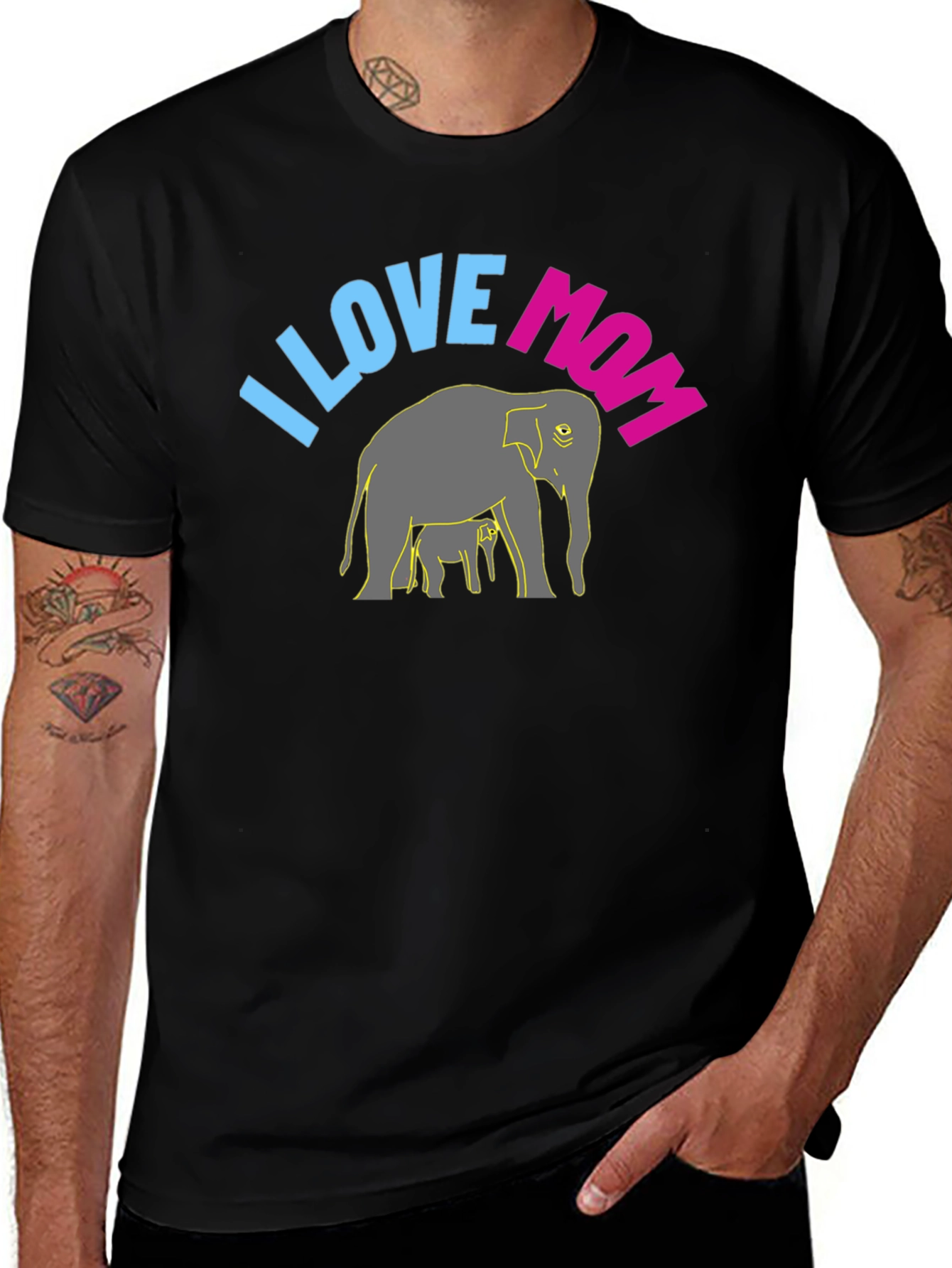 Variant 19 of I Love Mom Elephant Graphic Tee