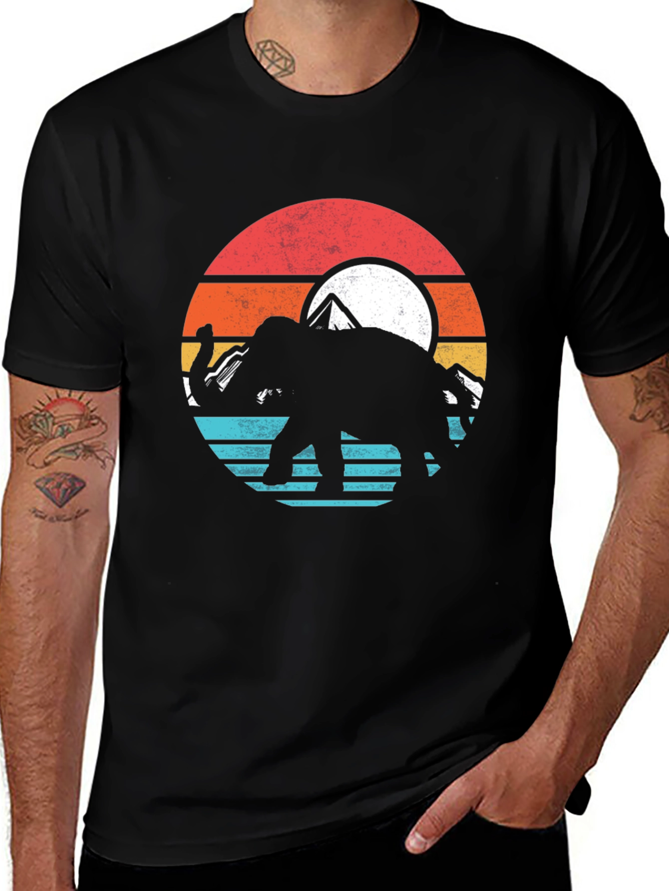 Variant 21 of Elephant Sunset Graphic Tee - Nature T-Shirt