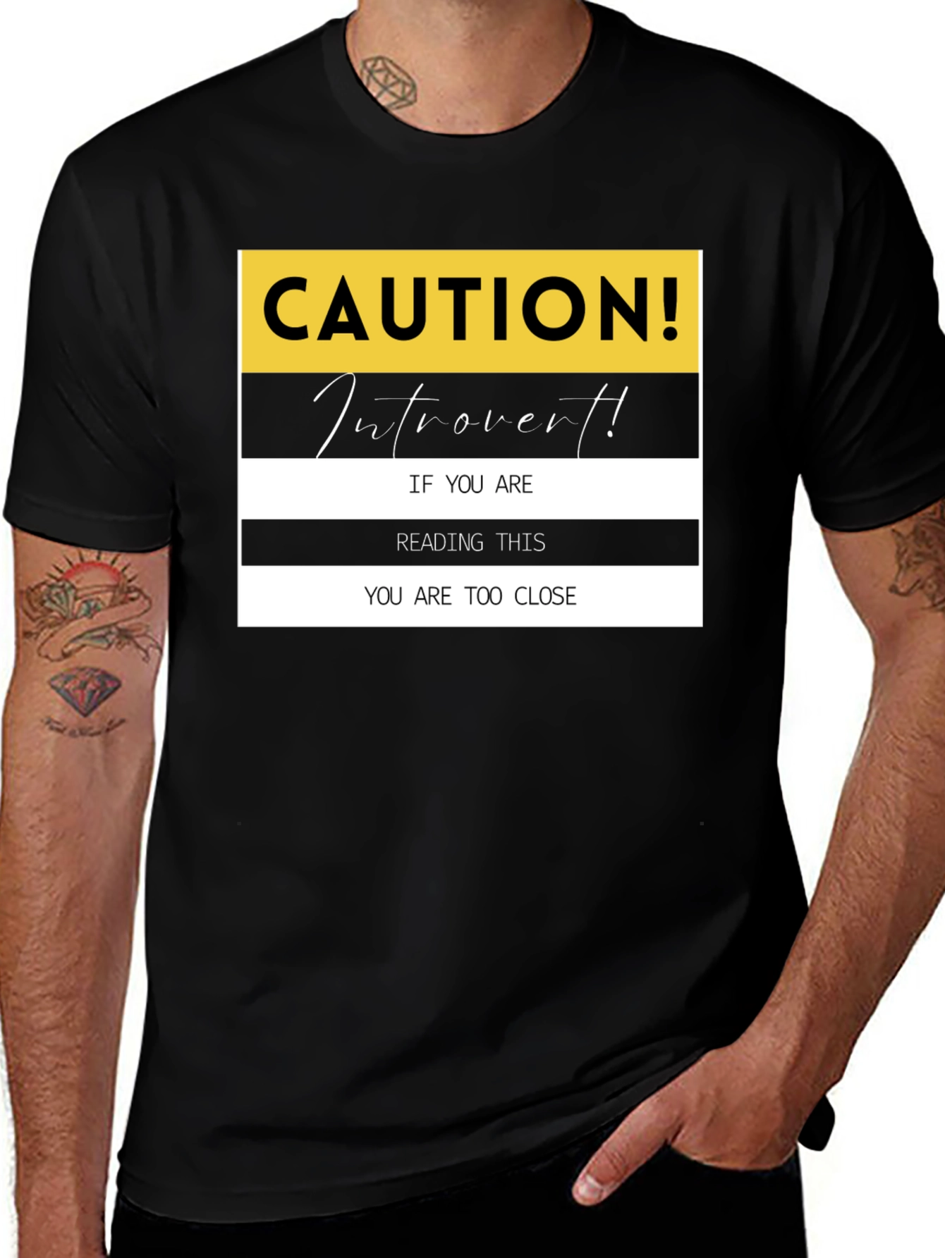 Variant 23 of Caution Introvert T-Shirt: Funny Sarcastic Tee