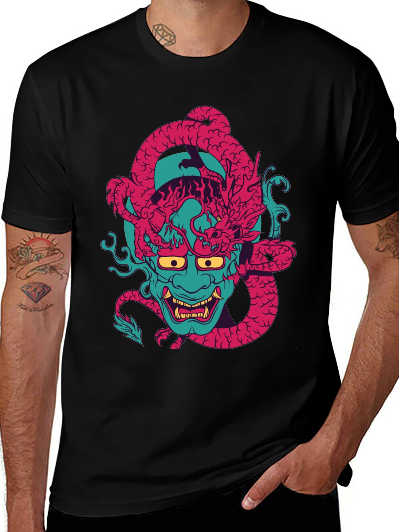 Variant 17 of Dragon Oni Graphic Tee - Unique Japanese Inspired Design