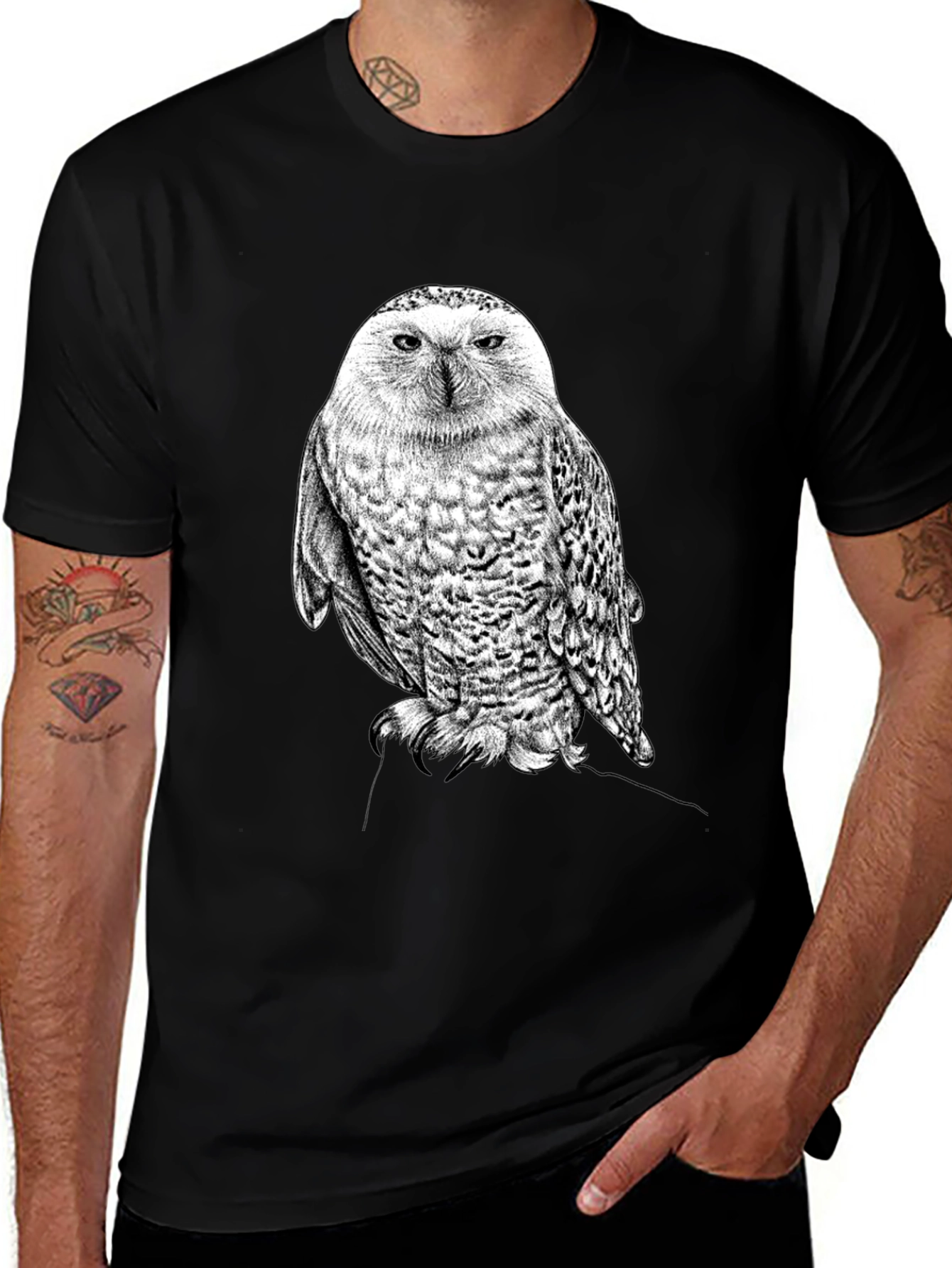 Variant 21 of Owl Graphic Black T-Shirt - Unique Design