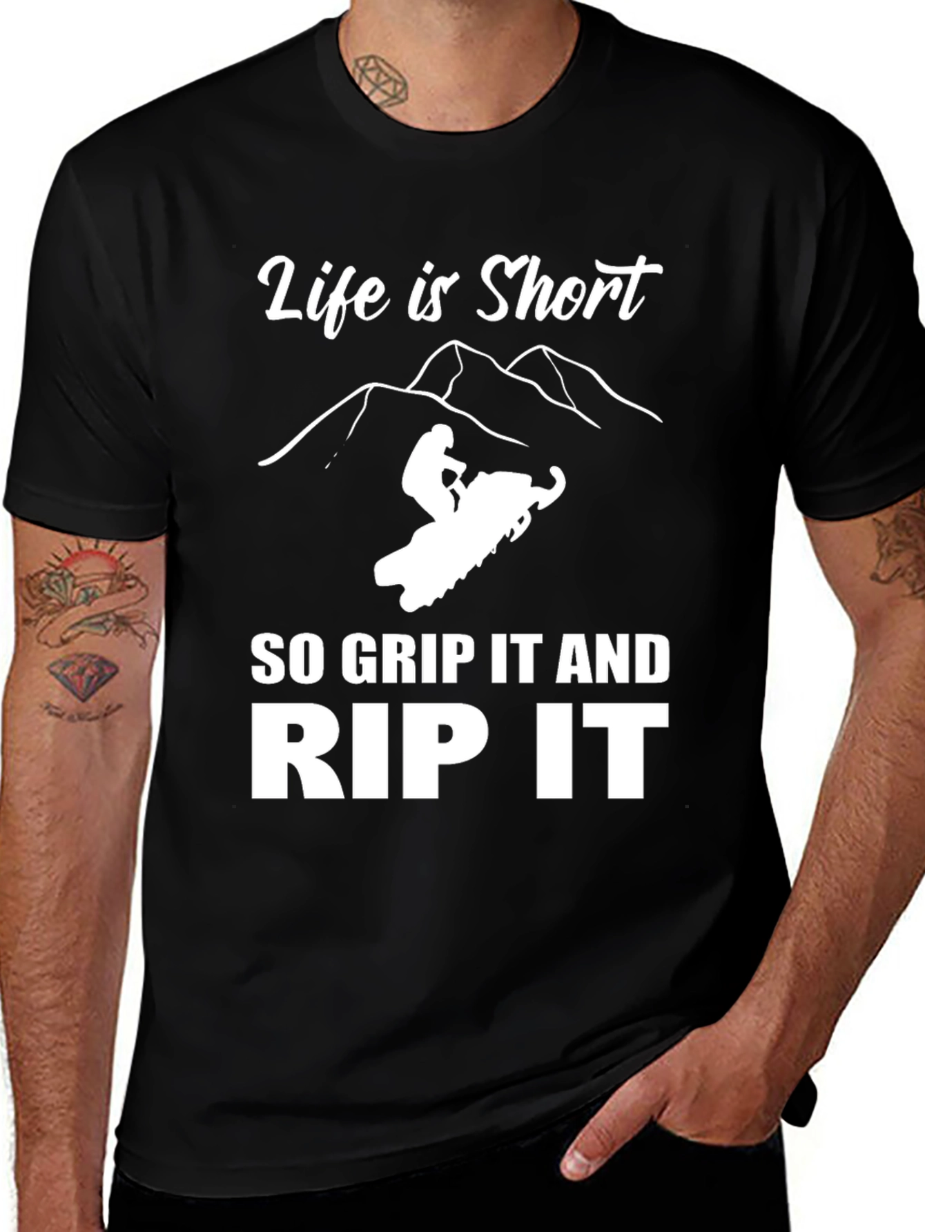 Variant 24 of Life is Short Rip It T-Shirt - Snowmobile Adventure Tee