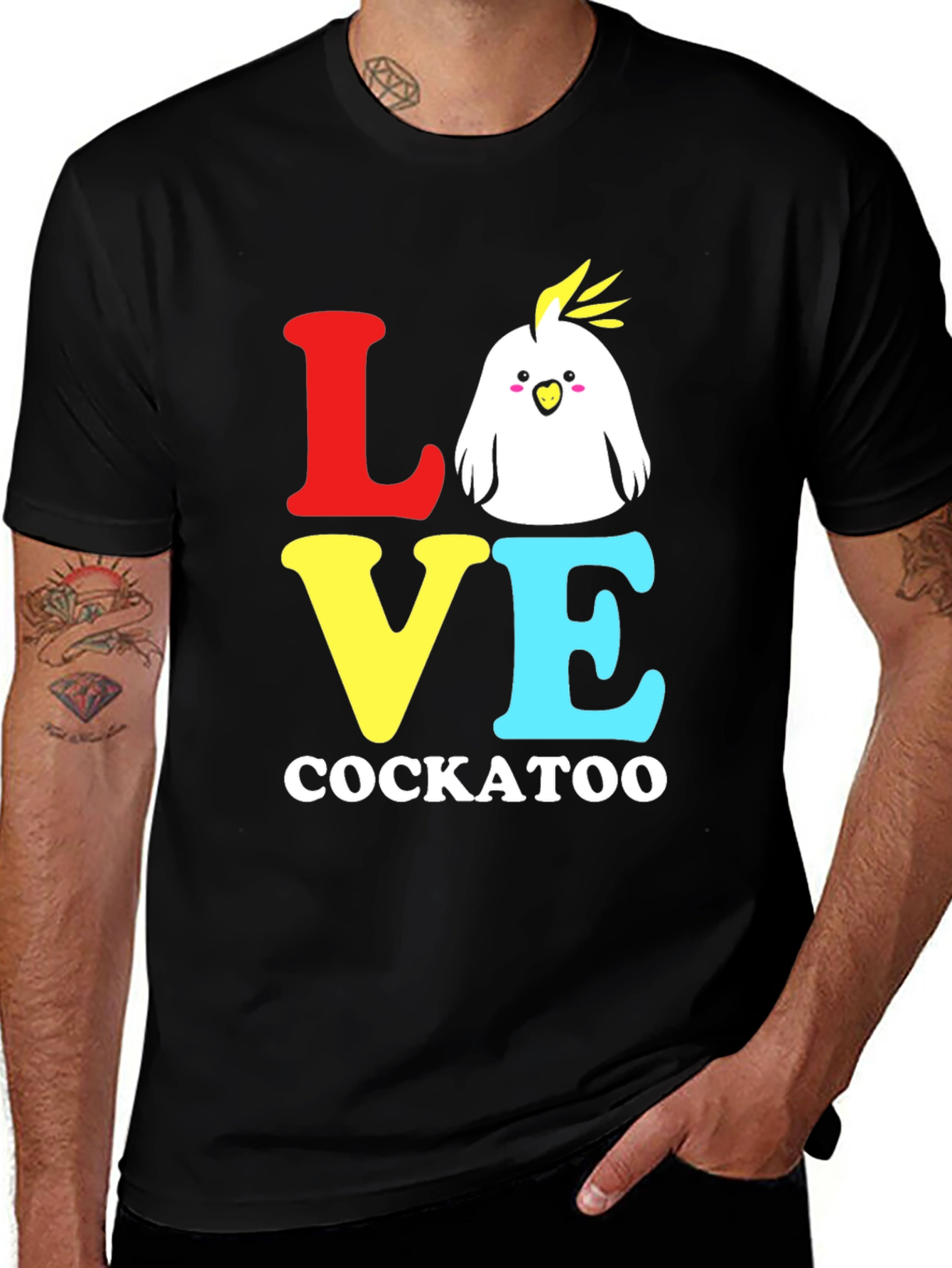 Variant 9 of Love Cockatoo Graphic Tee - Black T-Shirt