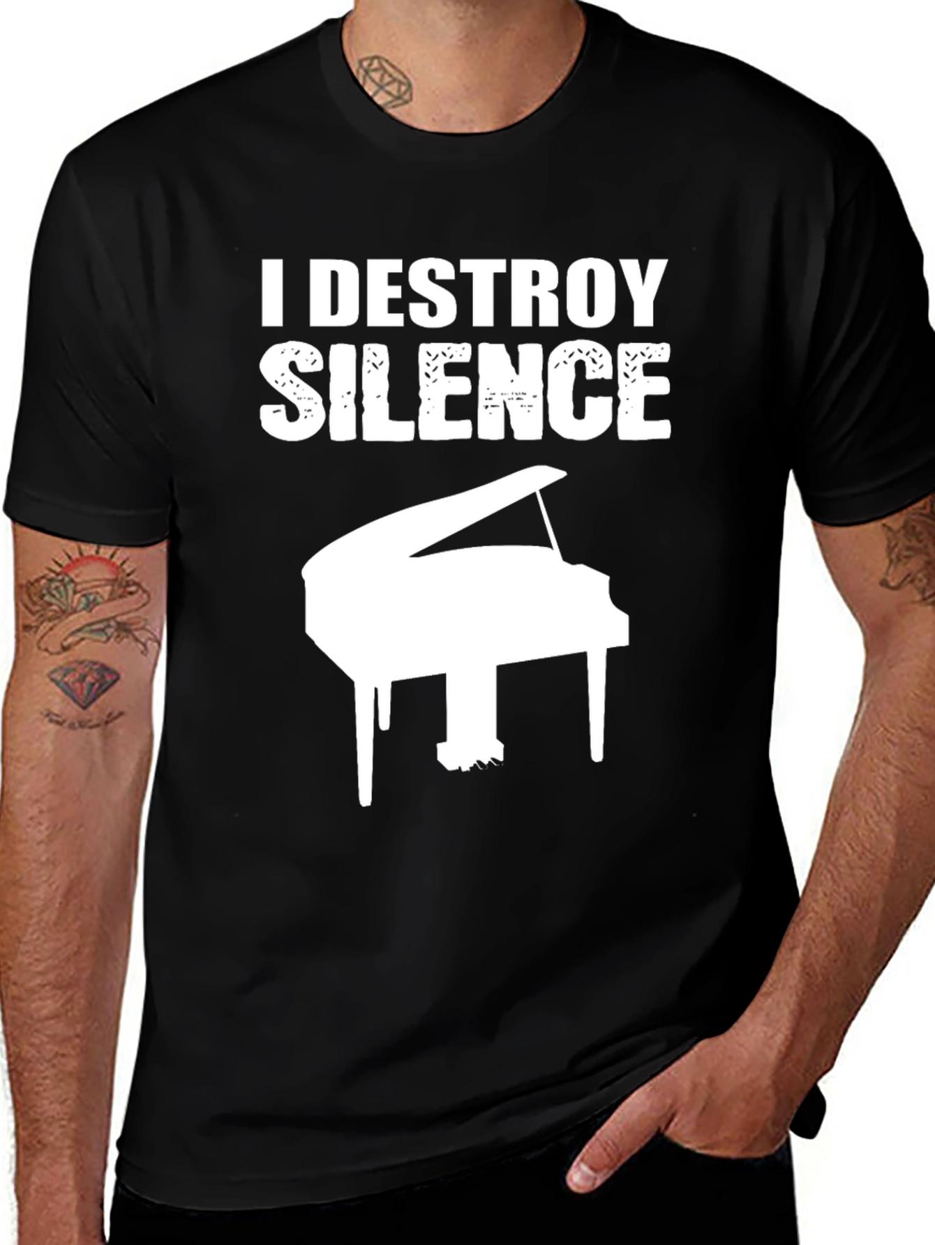 Variant 7 of I Destroy Silence Piano T-Shirt