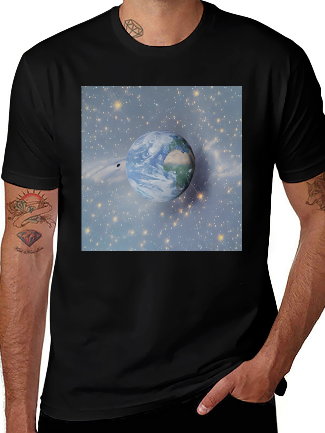 Earth in Space Black T-Shirt