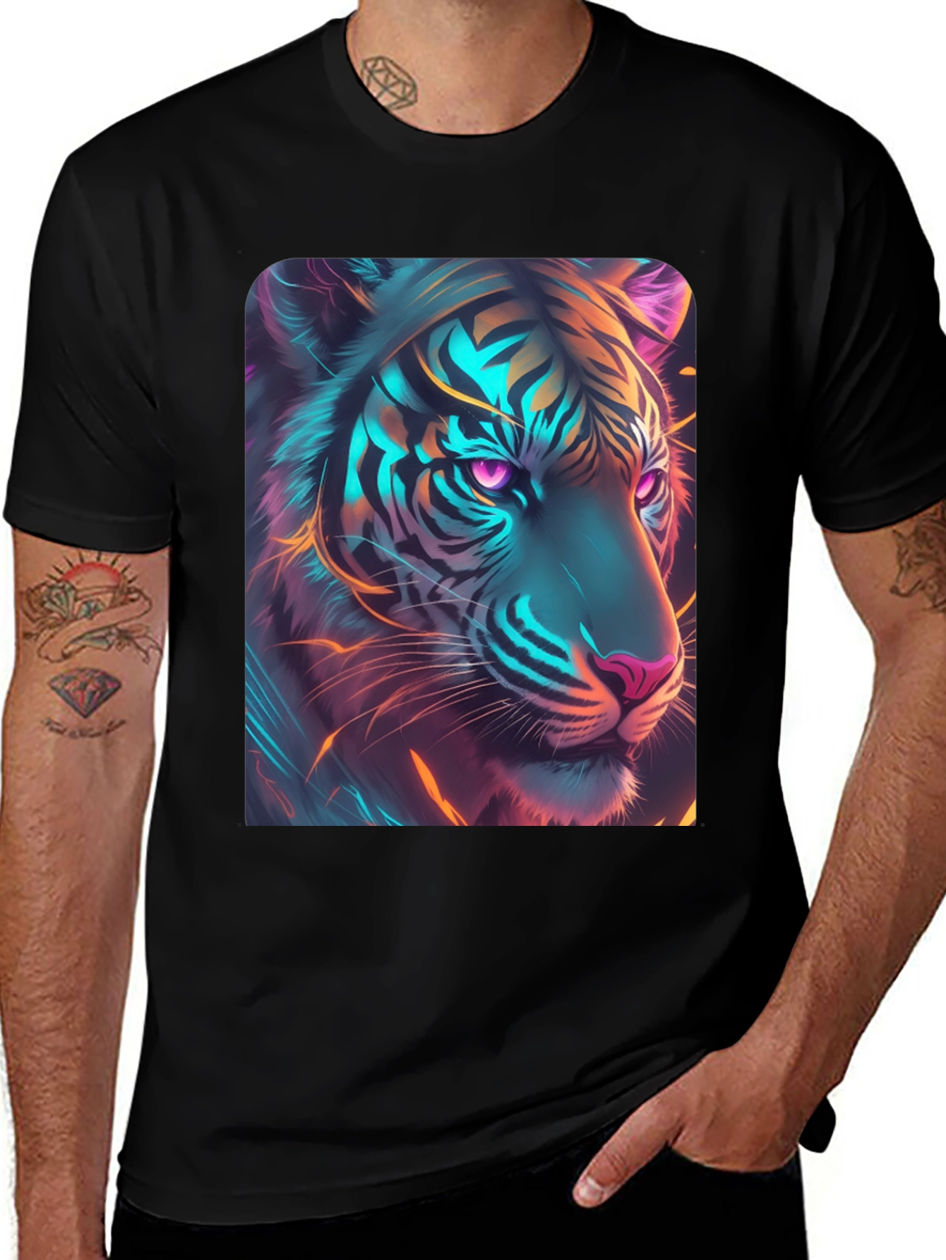 Variant 20 of Neon Tiger Graphic T-Shirt - Cool Animal Tee